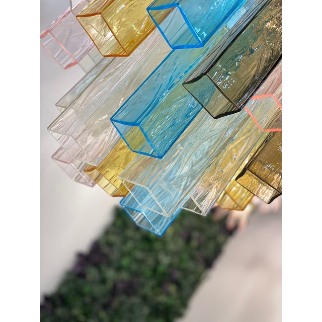 VORELLI Udine Squares Murano Glass Staircase Chandelier - Squares Murano Glass image 6