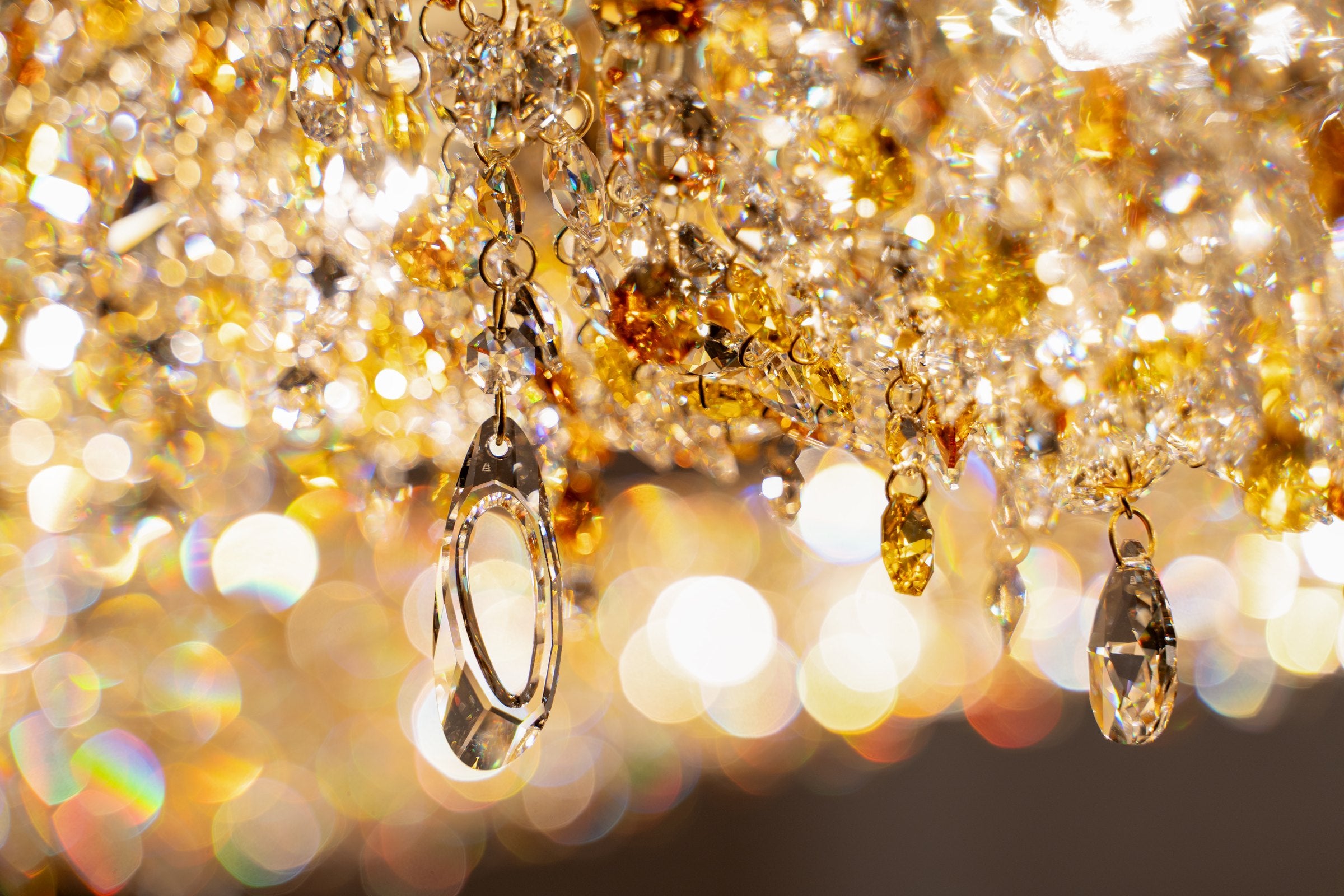 Close detail of MANOOI Artica crystal trimmings and pendants