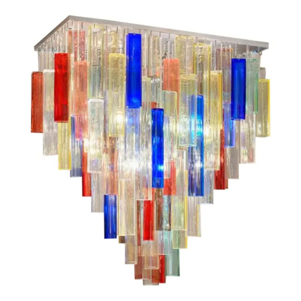 VORELLI Trieste Squares Murano Glass Ceiling Light - Squares Murano Glass image 1