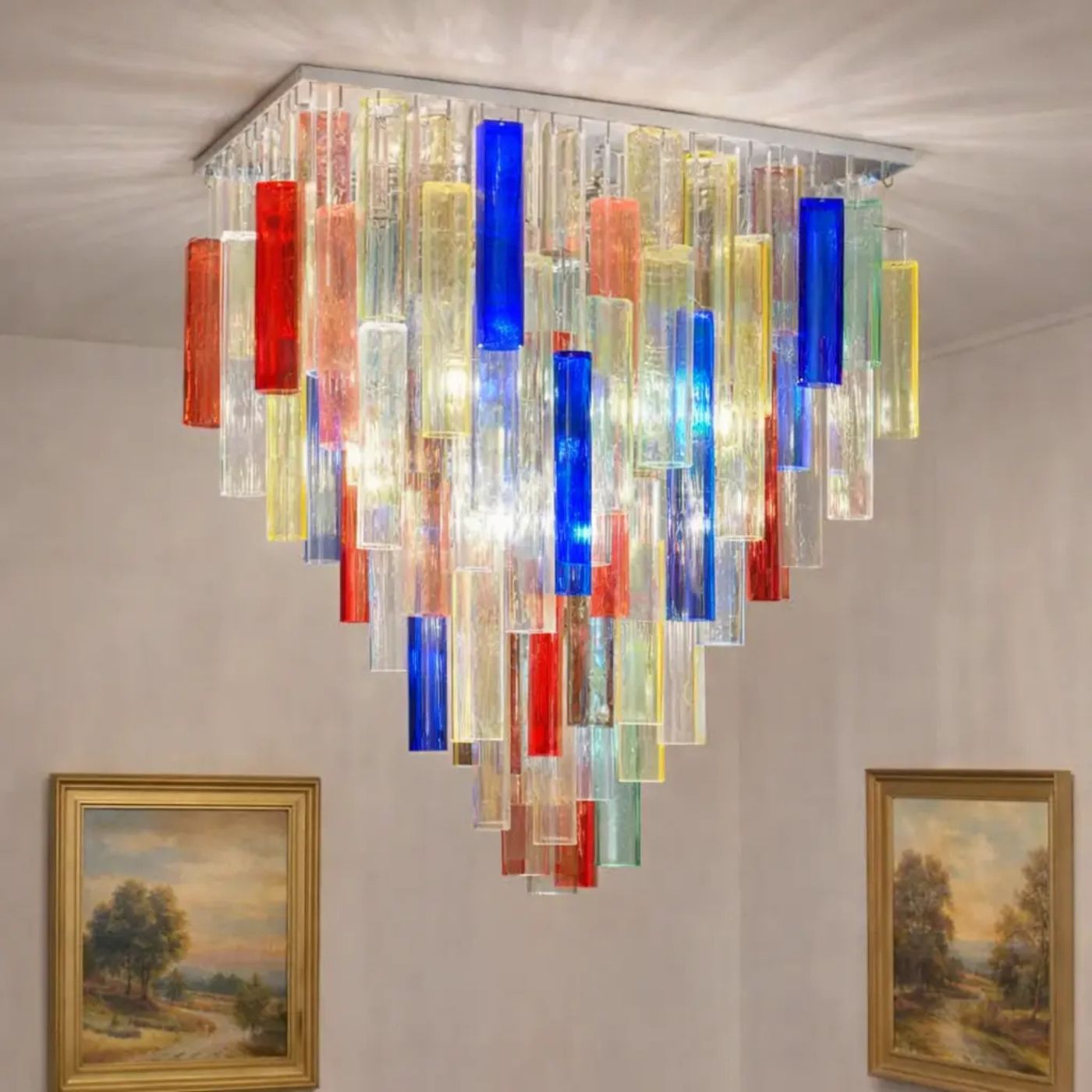 VORELLI Trieste Squares Murano Glass Ceiling Light - Squares Murano Glass image 8