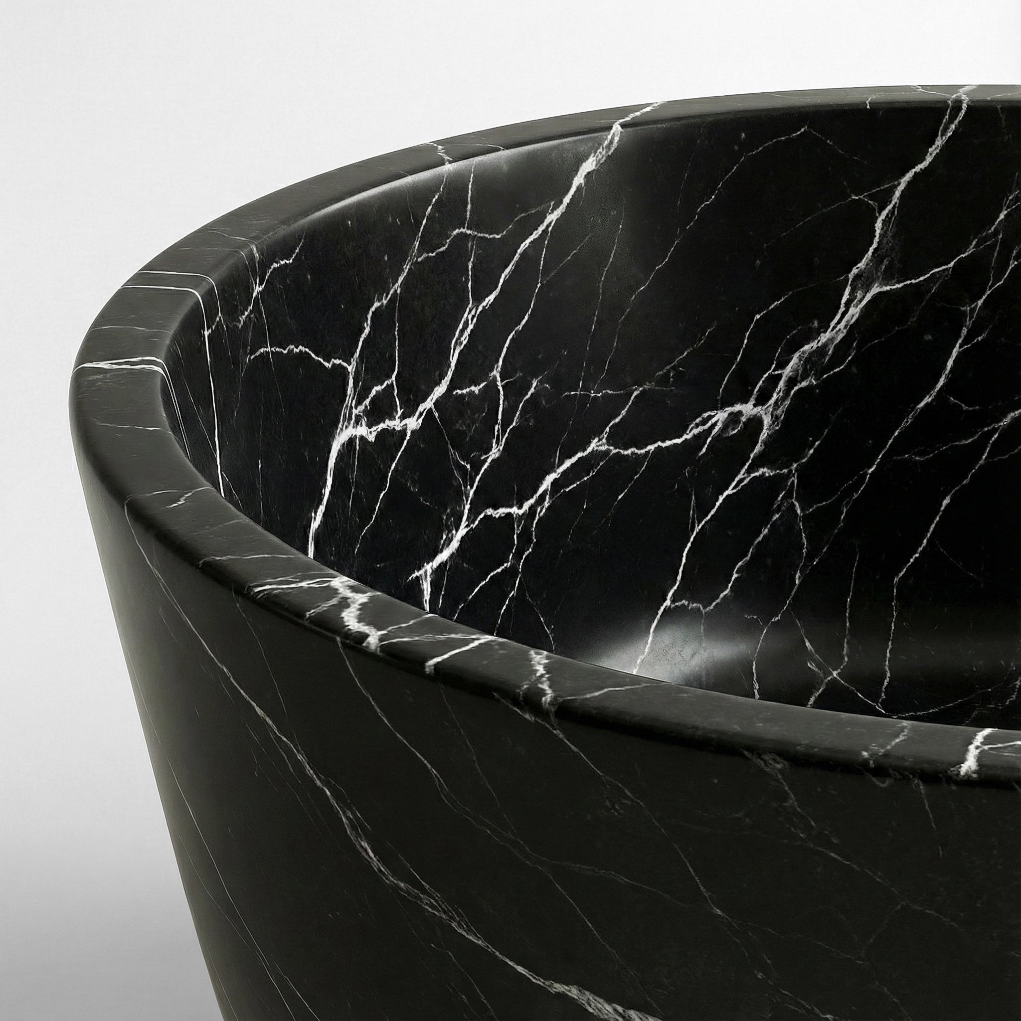 Black Marquina Marble Freestanding Bathtub - Tapered