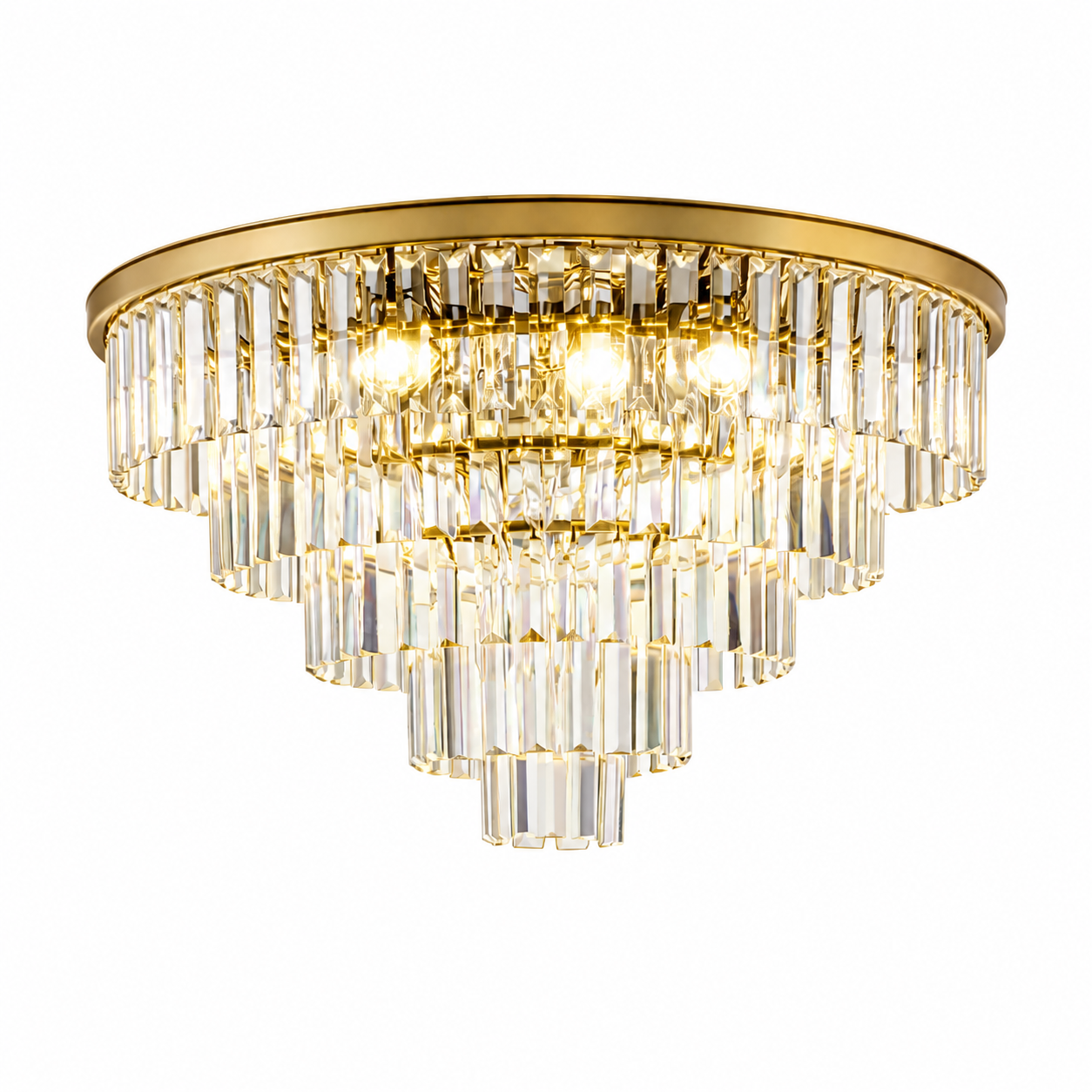 VORELLI® Beckenham ceiling light with tiered crystal design for luxury living rooms, bedrooms and hospitality interiors
