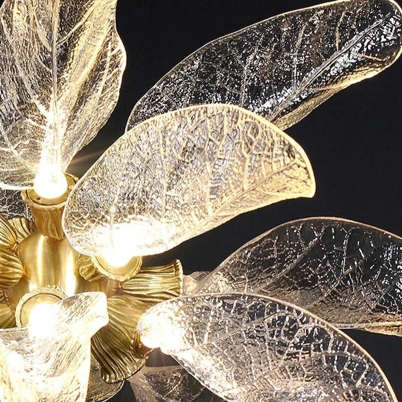 Textured glass leaf detail on Ottobre designer pendant light