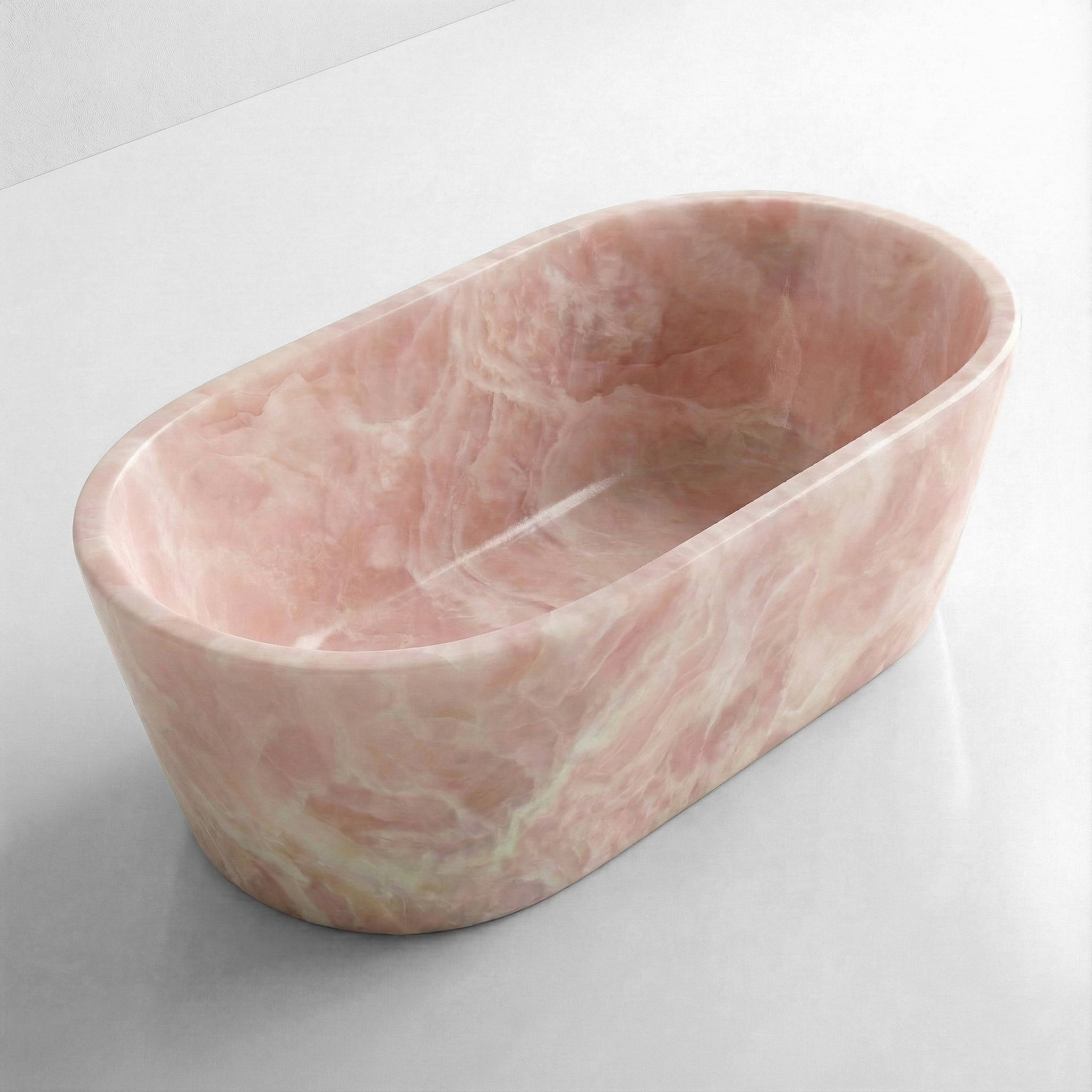 Pink Onyx Freestanding Bathtub - Tapered
