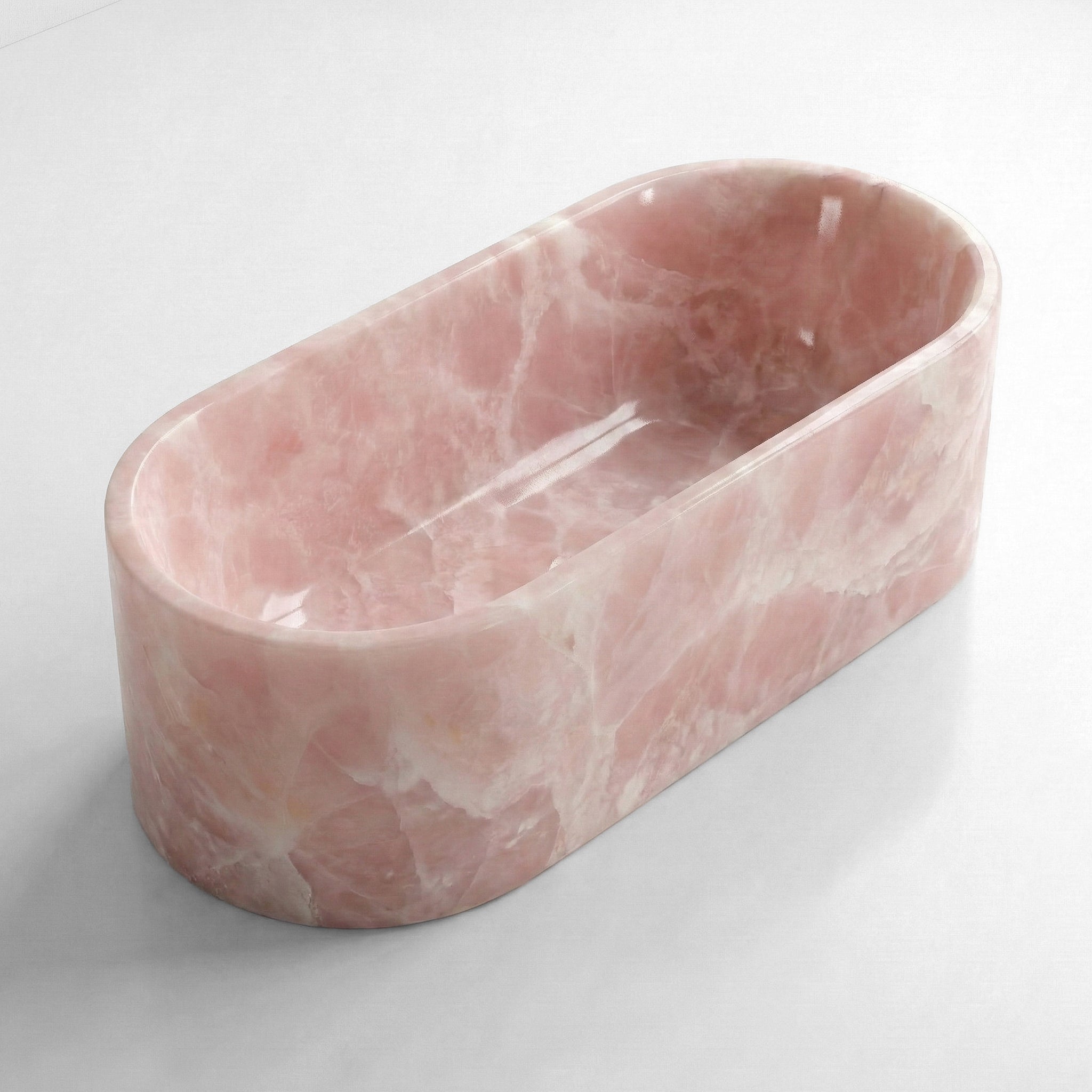 Pink Onyx Freestanding Bathtub - Elliptical
