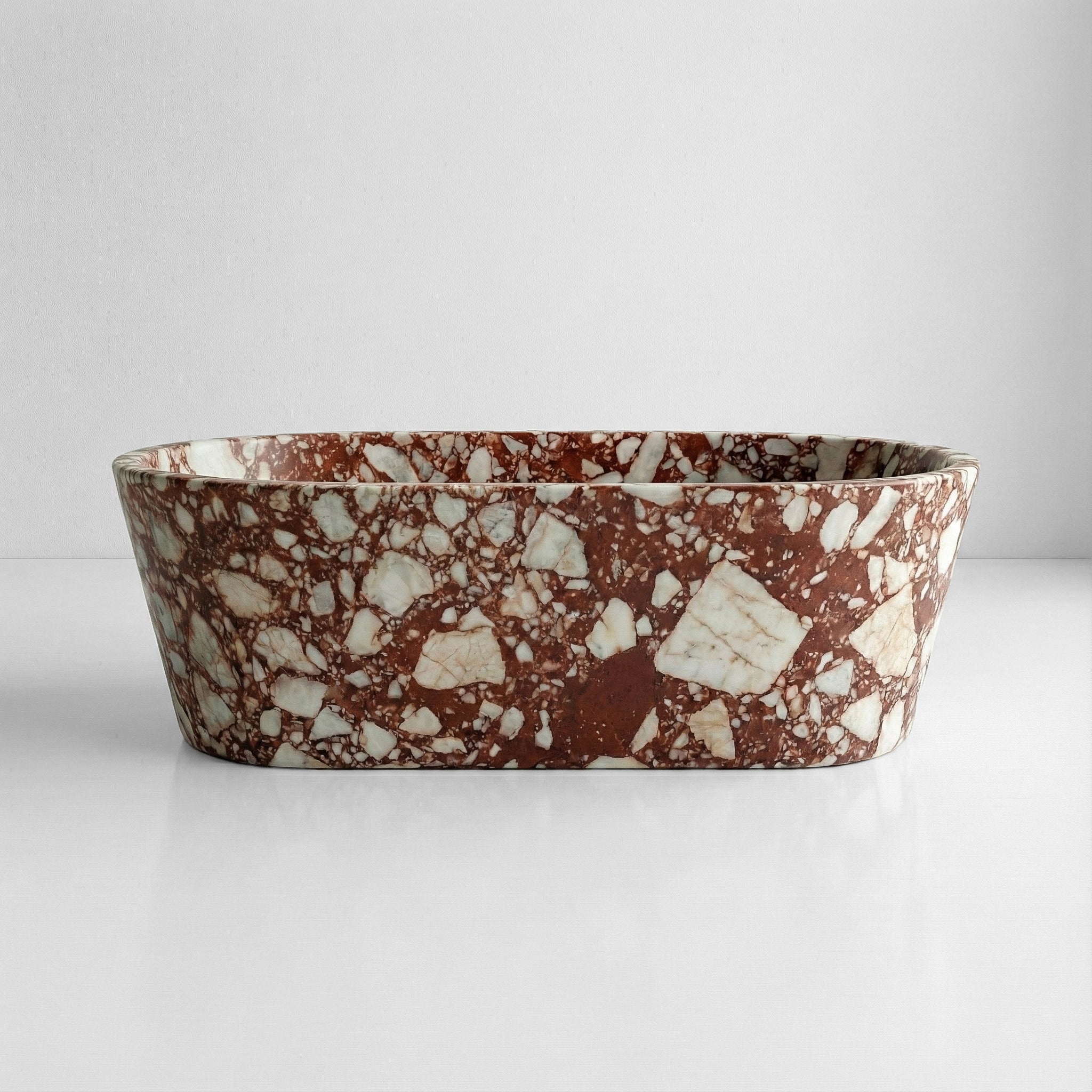 Red Bulgari Marble Freestanding Bathtub - Tapered