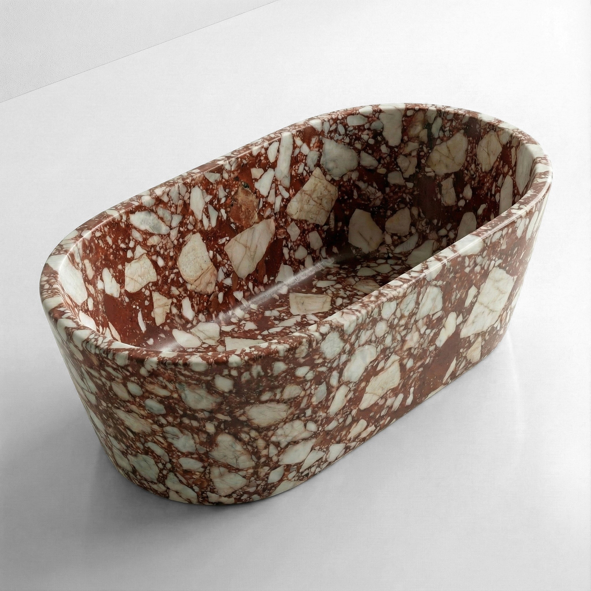 Red Bulgari Marble Freestanding Bathtub - Tapered
