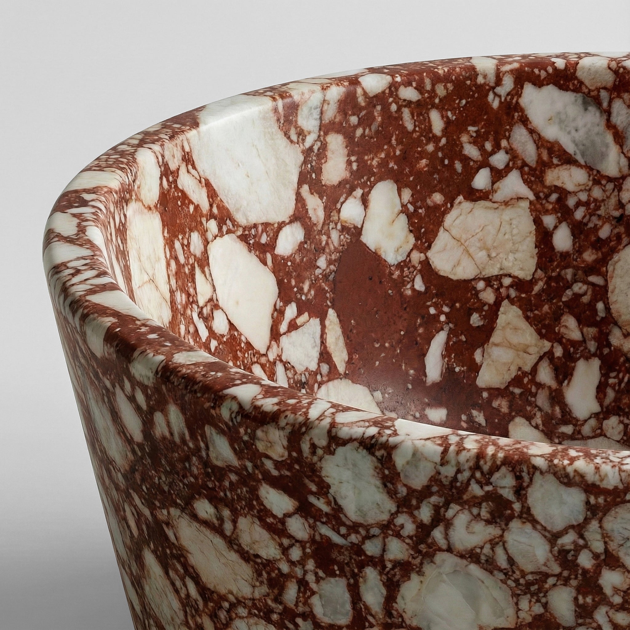 Red Bulgari Marble Freestanding Bathtub - Tapered