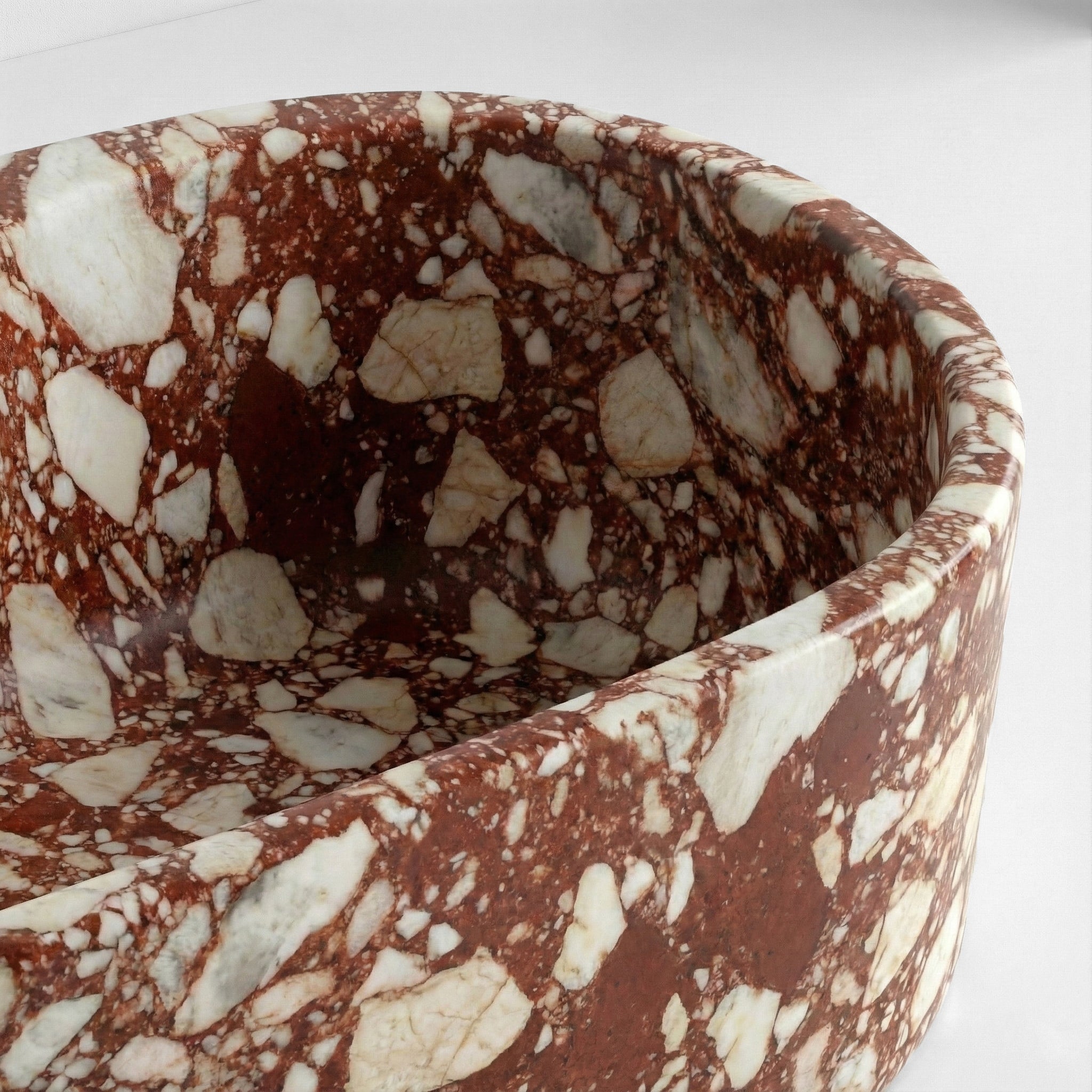 Red Bulgari Marble Freestanding Bathtub - Elliptical