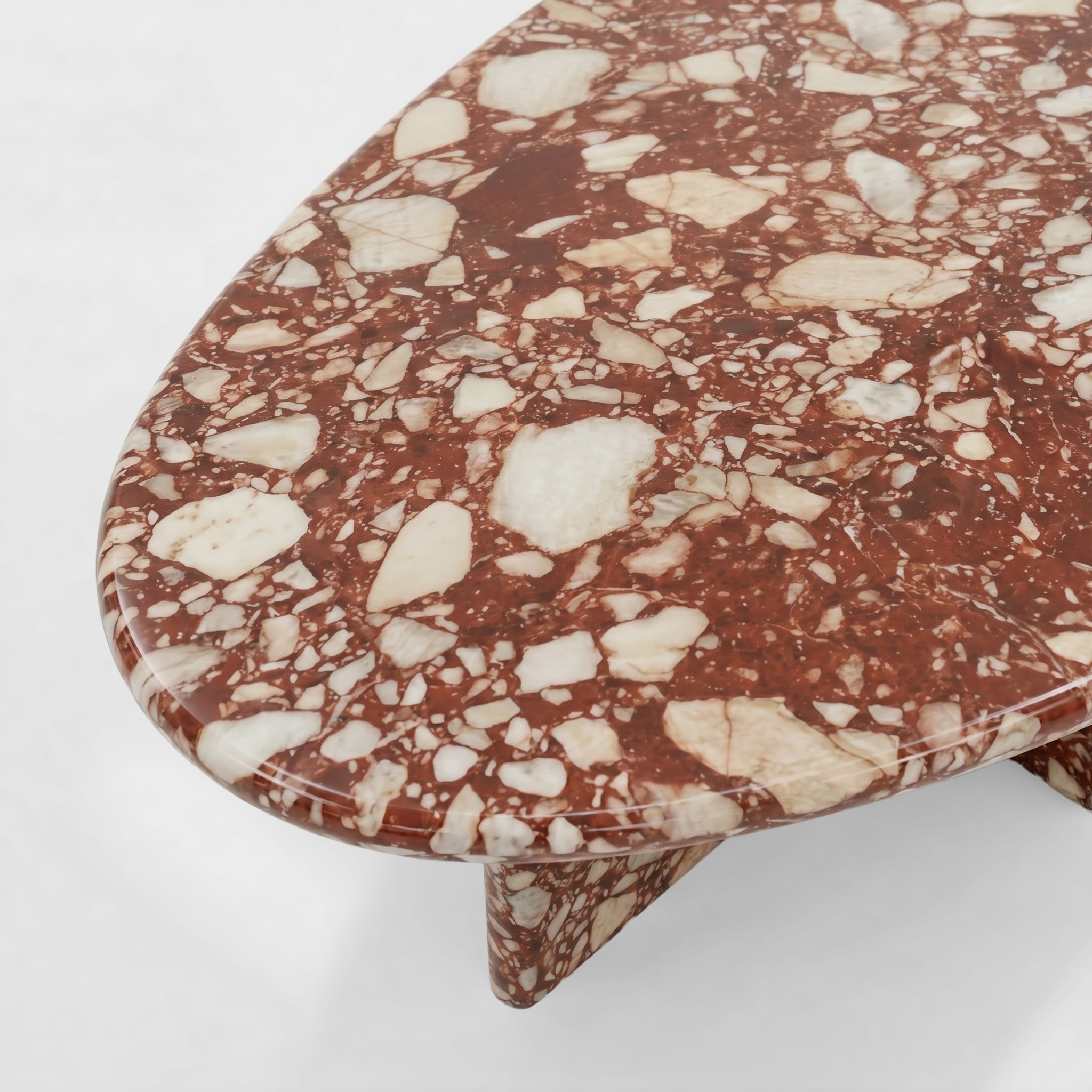 Red Bulgari Marble Coffee Table - Pebble