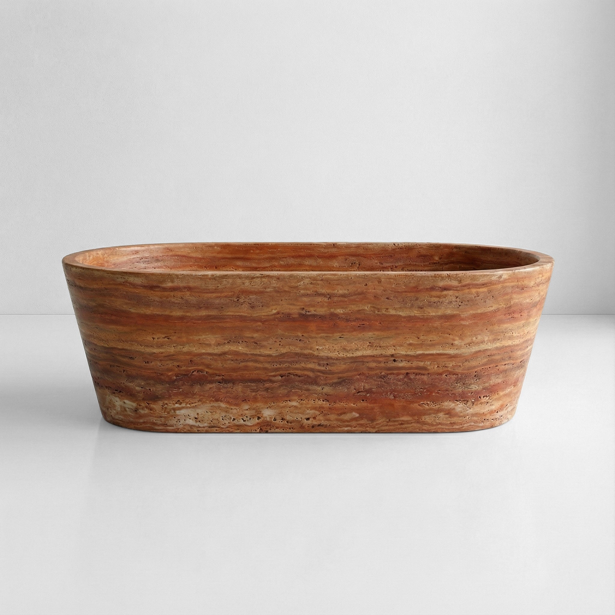 Red Travertine Freestanding Bathtub - Tapered