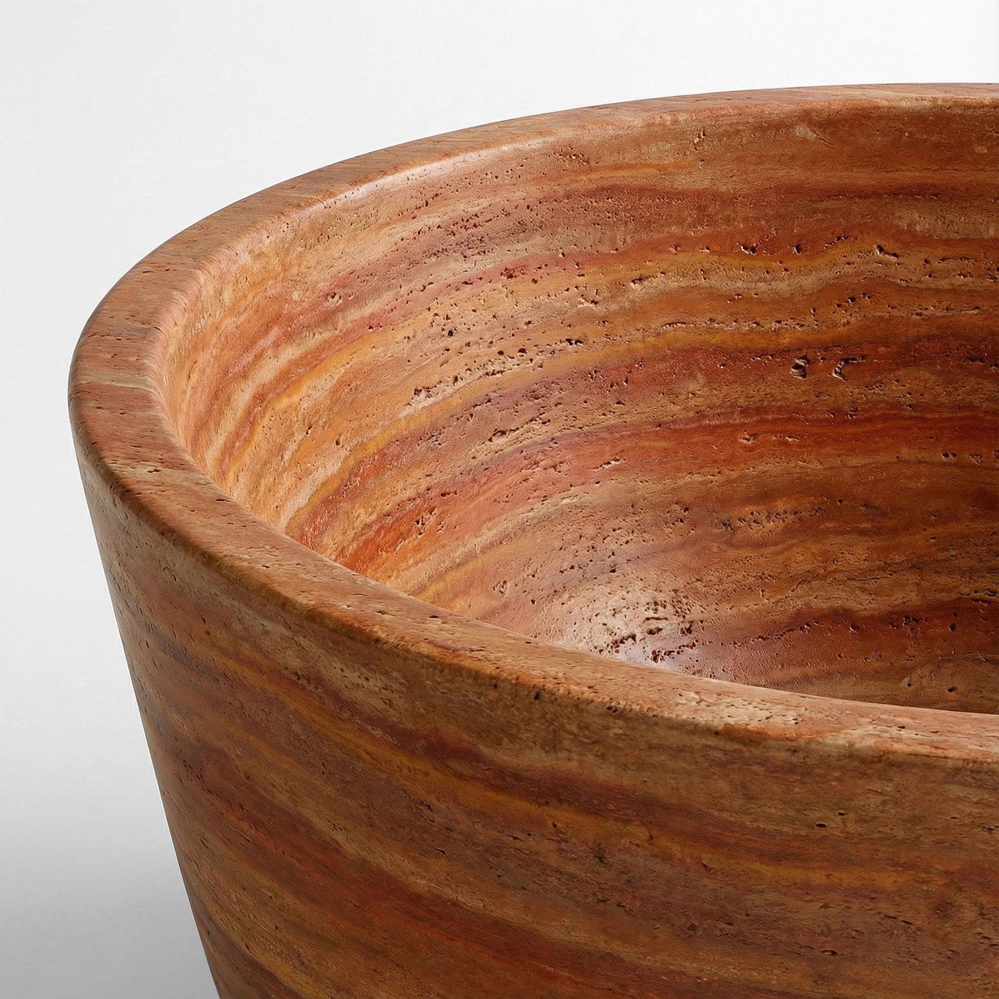 Red Travertine Freestanding Bathtub - Tapered