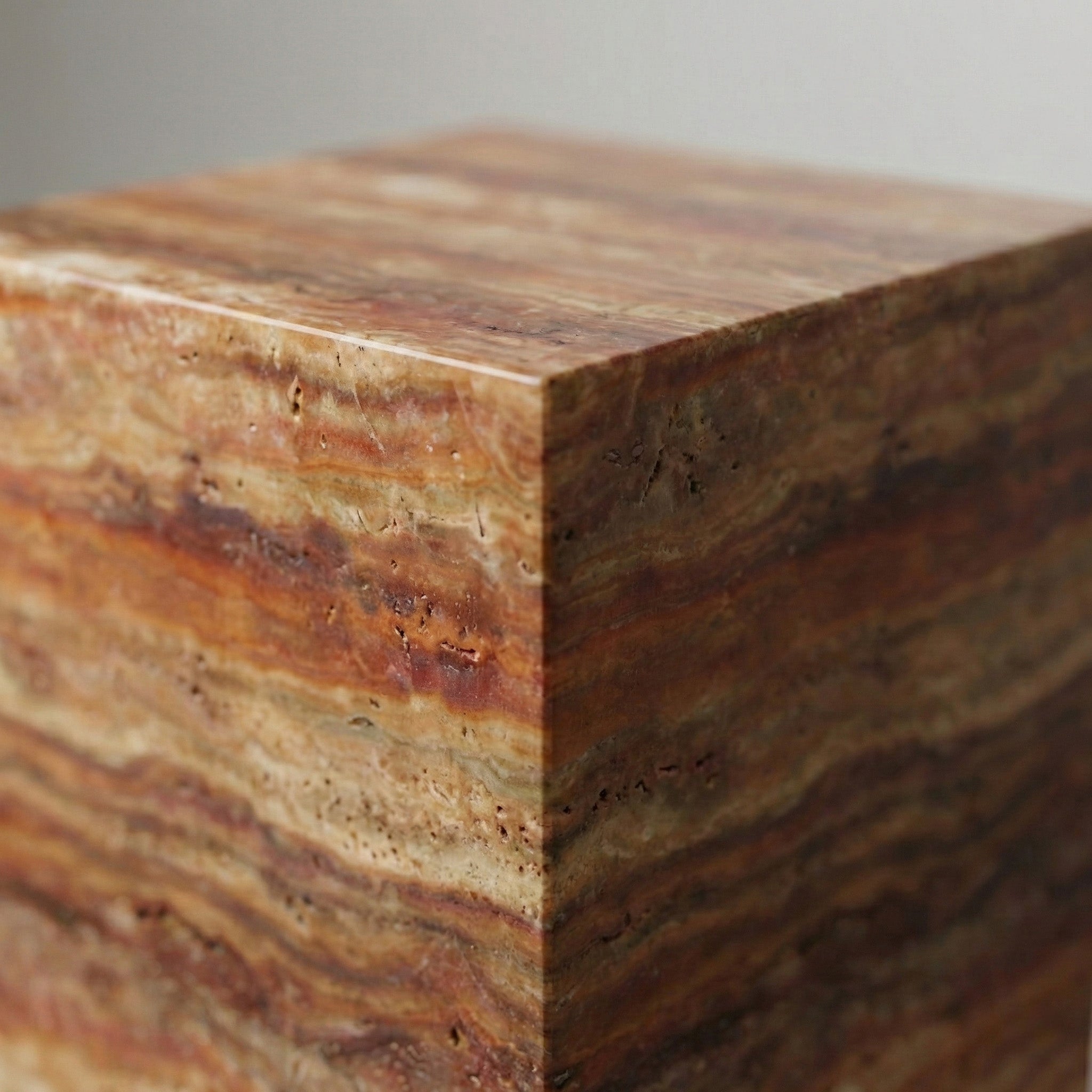 Red Travertine Pedestal Stand