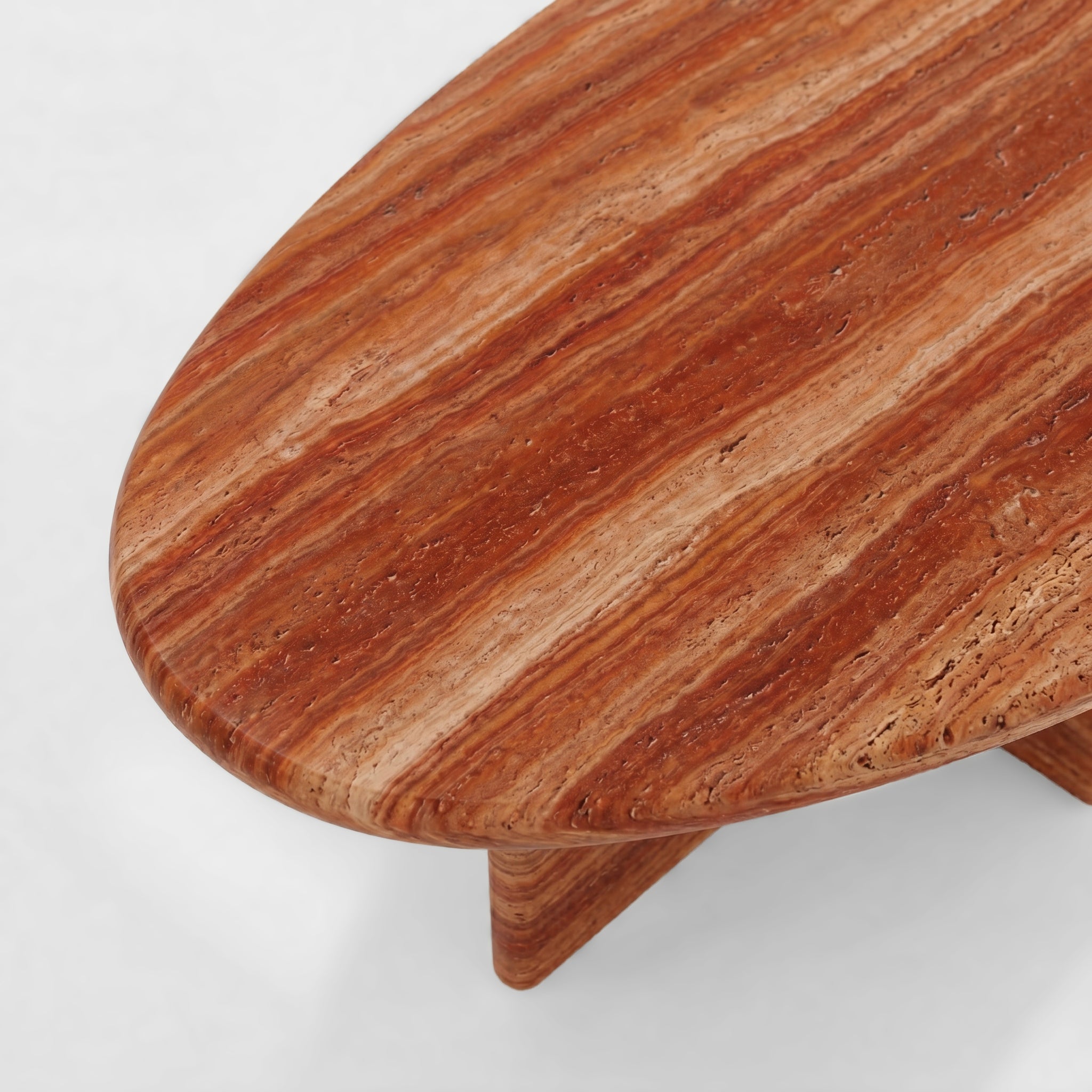 Red Travertine Coffee Table - Pebble