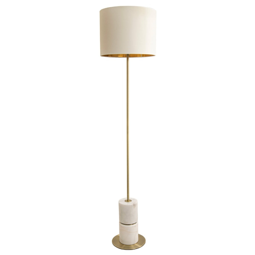 Robyn luxury slim marble floor lamp showcasing elegant vertical design and fabric shade