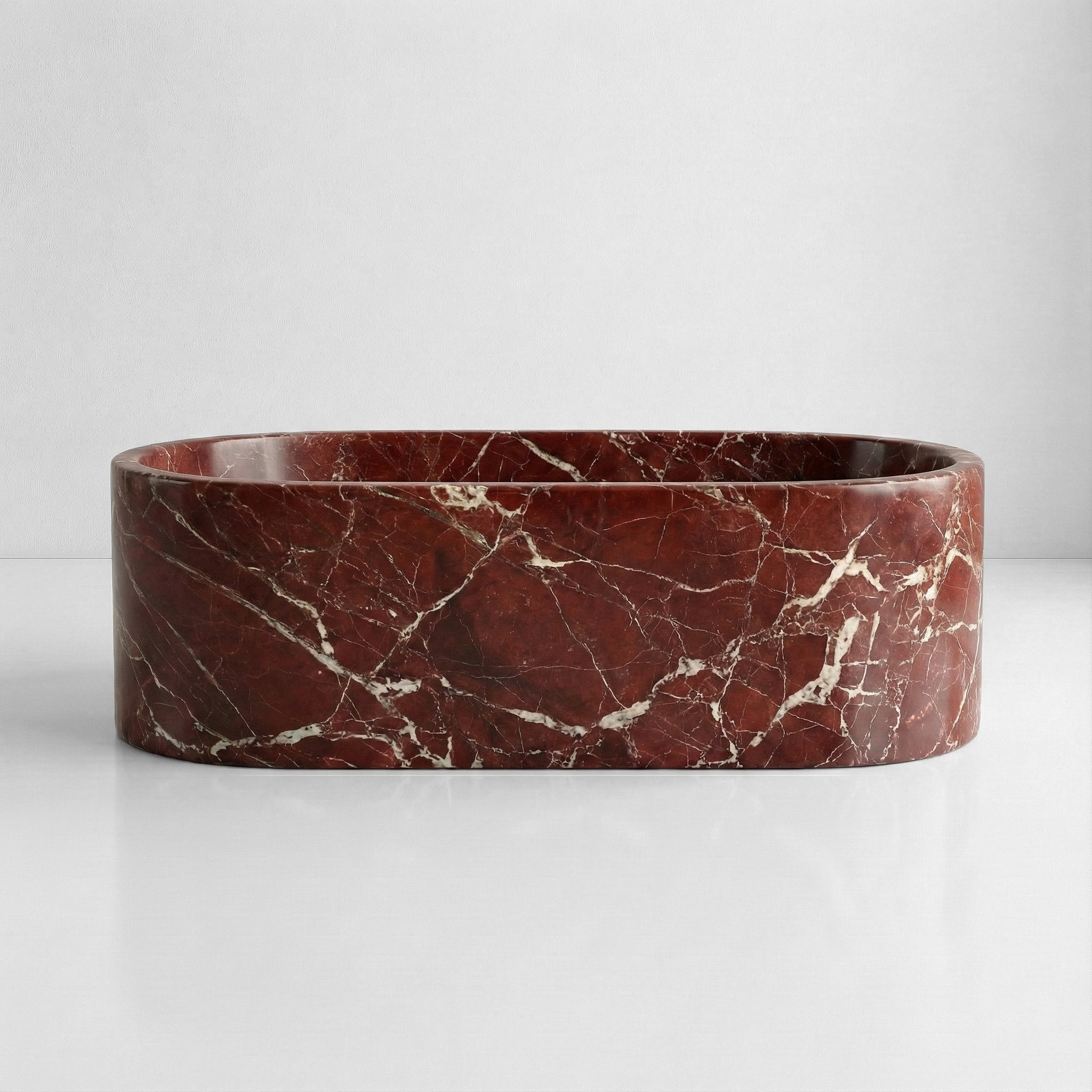 Rosso Levanto Marble Freestanding Bathtub - Elliptical