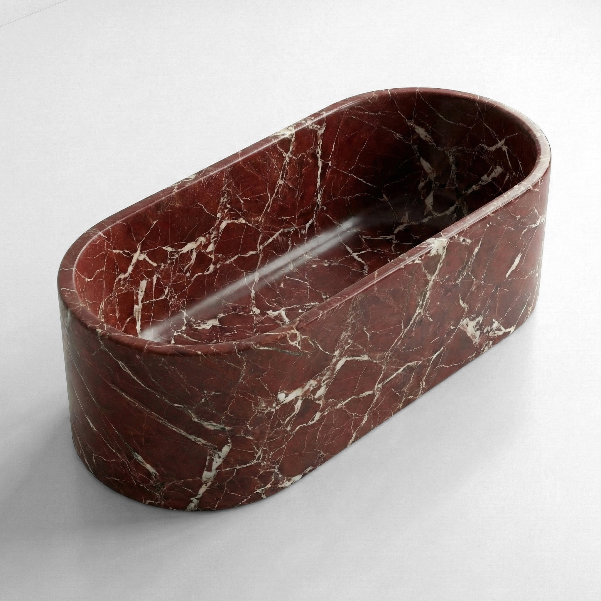 Rosso Levanto Marble Freestanding Bathtub - Elliptical