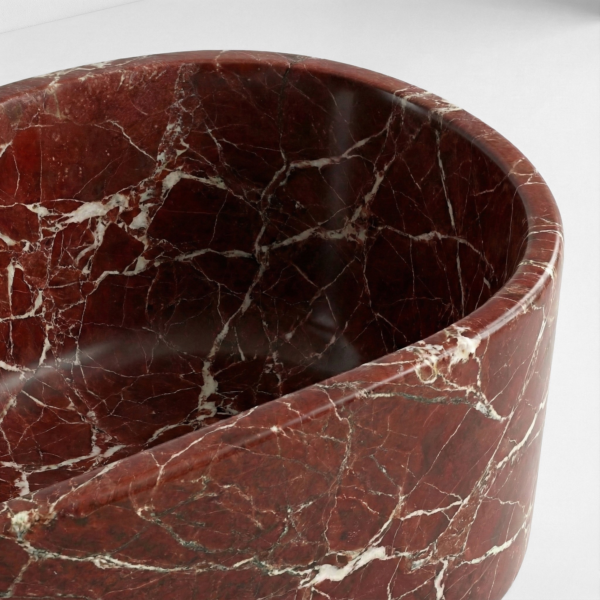 Rosso Levanto Marble Freestanding Bathtub - Elliptical