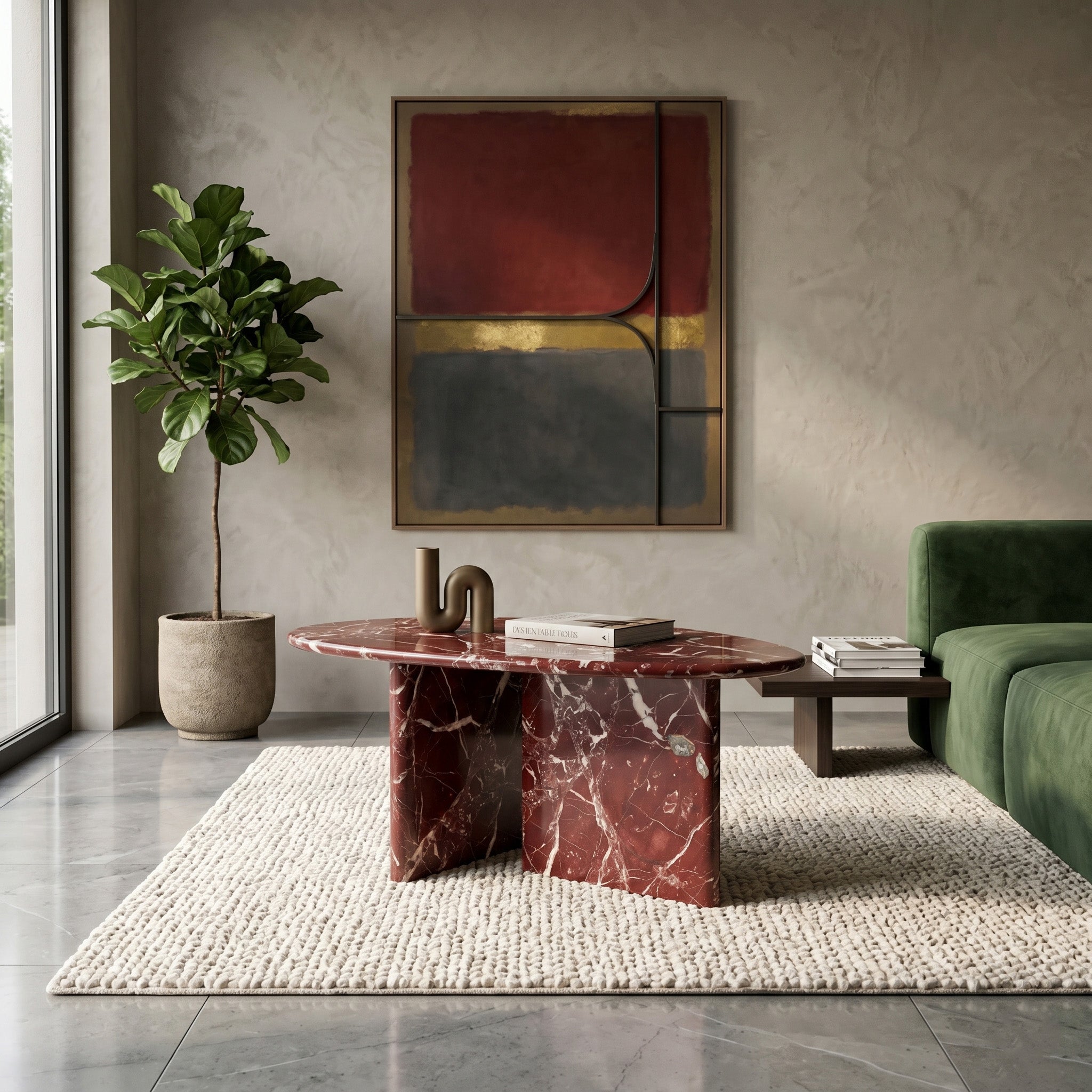Rosso Levanto Marble Coffee Table - Pebble