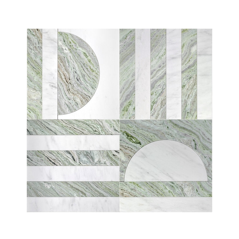 Semicircular Three Line Marble Mosaic Tile clean marble tile image by VORELLI