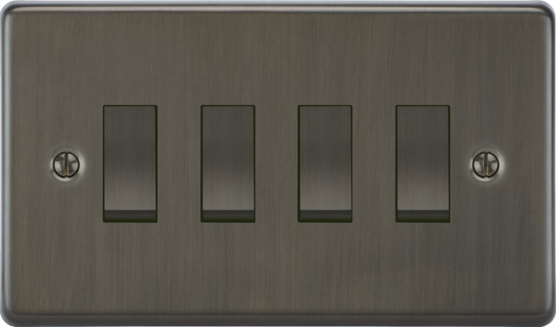 Side profile of the Victorian light switch showing its slim wall-hugging profile and polished edge.