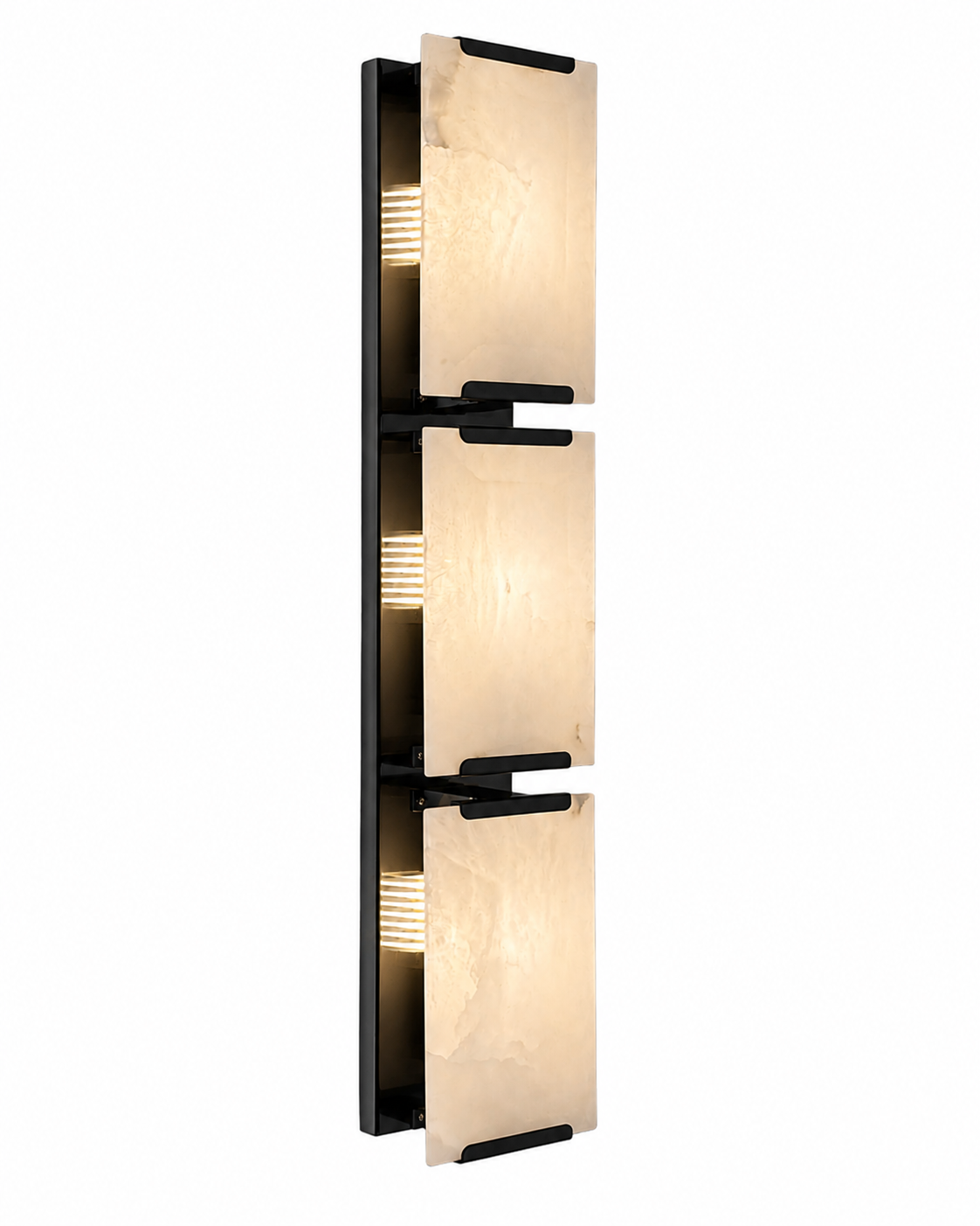 The Angel Marble Wall Light II illuminated in a minimalist luxury setting, casting a soft, diffuse glow upwards and downwards.