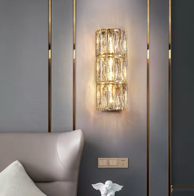 The glamorous, upscale aesthetic of the Gaia Wall Light seamlessly blending into an opulent, modern interior design scheme.