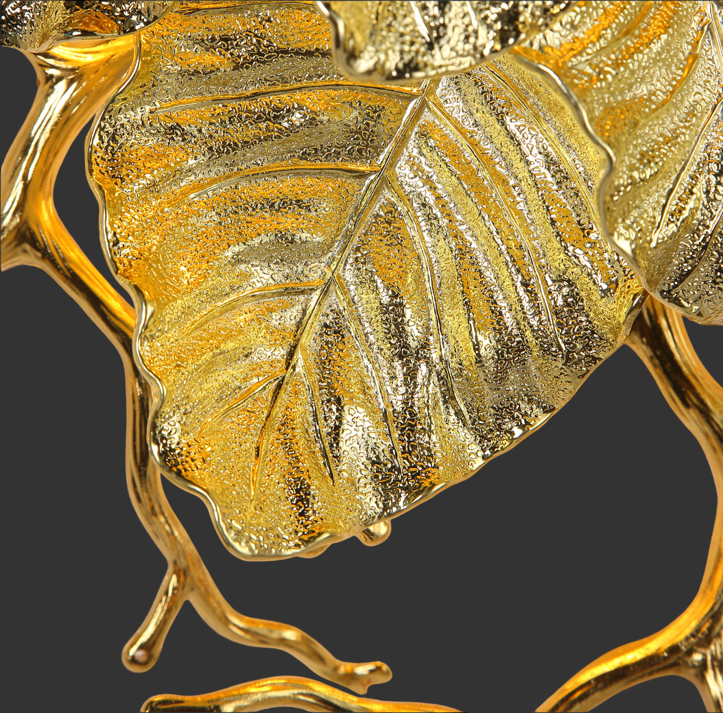 The radiant ambiance of the VORELLI Aurelia II luxury wall sconce, perfectly blending nature's elegance with contemporary interior design aesthetics.