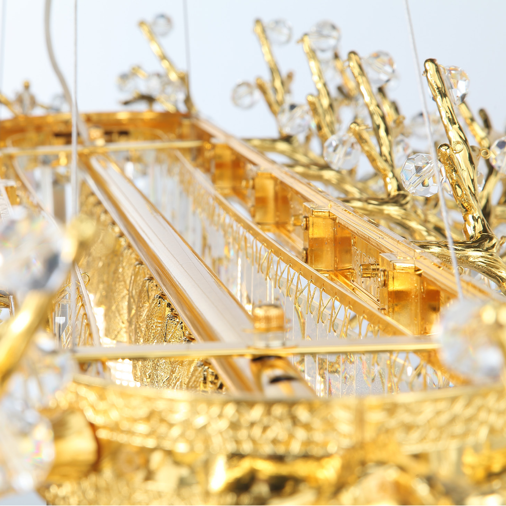The structural elegance of the Winterberry Rectangular Chandelier by VORELLI, highlighting its refined architectural form and high-end design details.