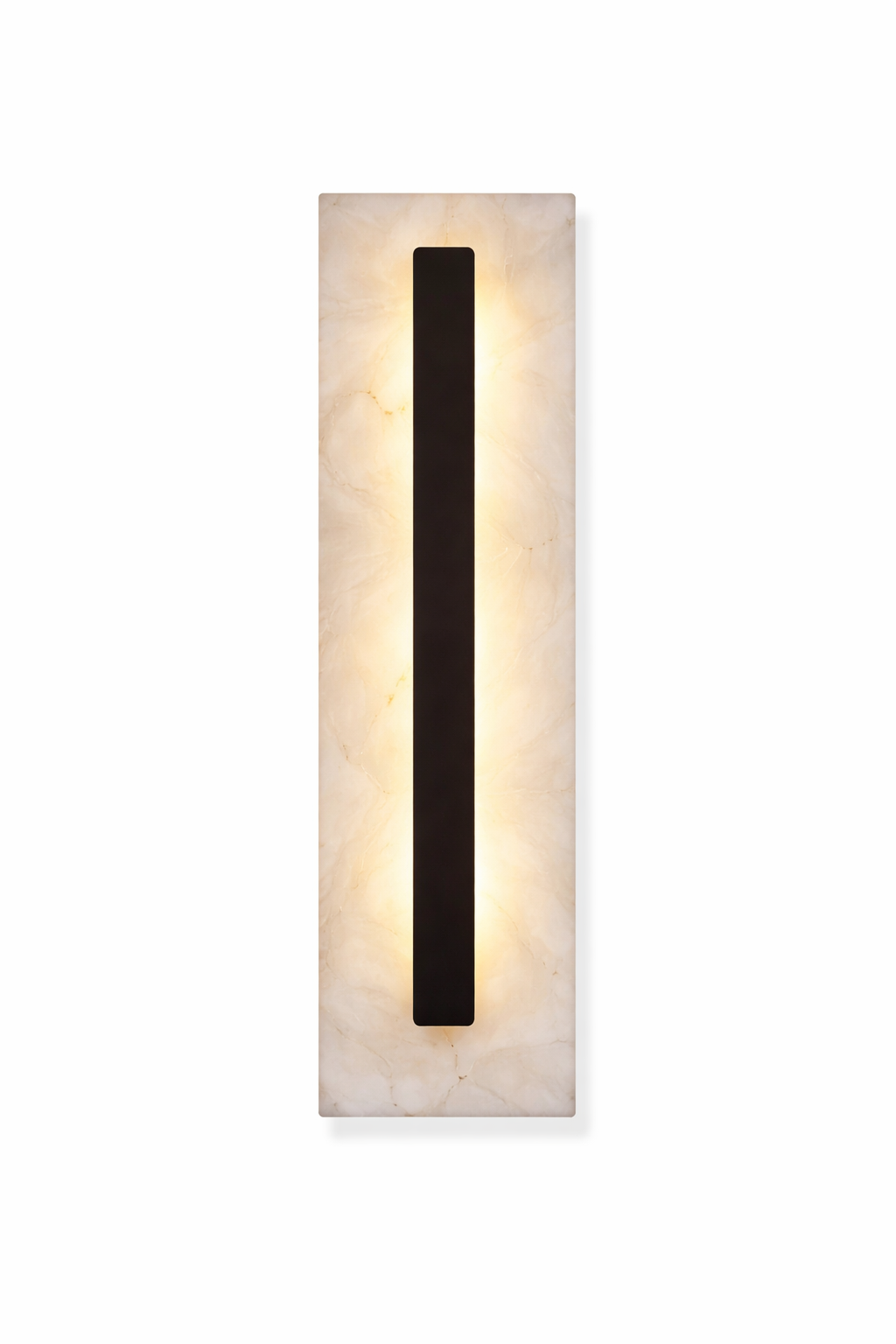 The understated drama of the Treviso Marble Wall Light II captured through its intricate stone veining and sharp contemporary lines.
