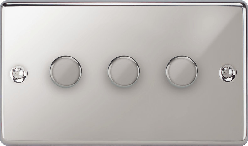 Top-down lighting shot of the VORELLI Victorian dimmer switch hardware.