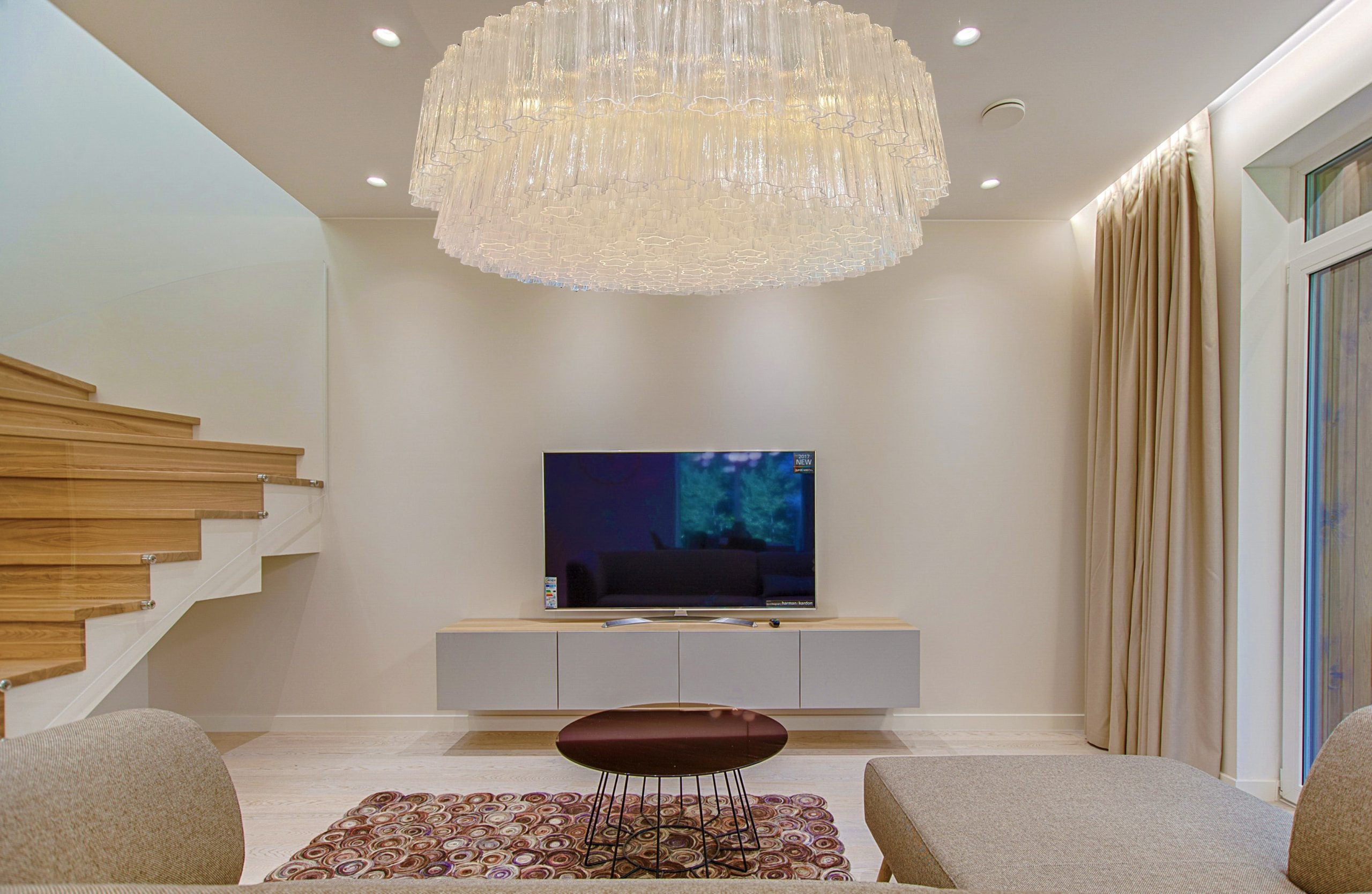 VORELLI Riviera Tronchi Murano Glass Staircase Chandelier - Tronchi Murano Glass image 3