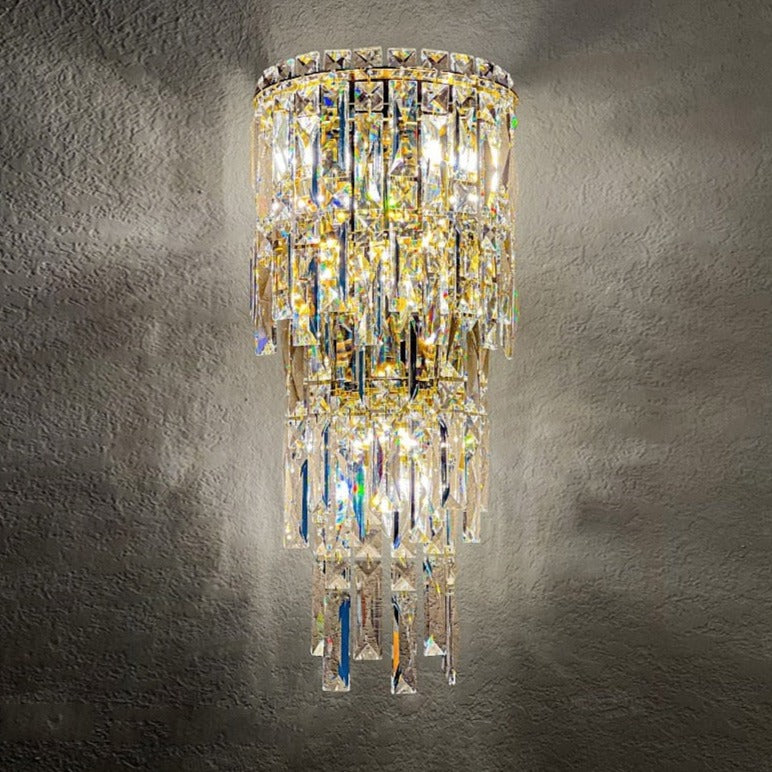 VORELLI® Abruzzi Wall Light shimmering with faceted crystal details in ambient lighting