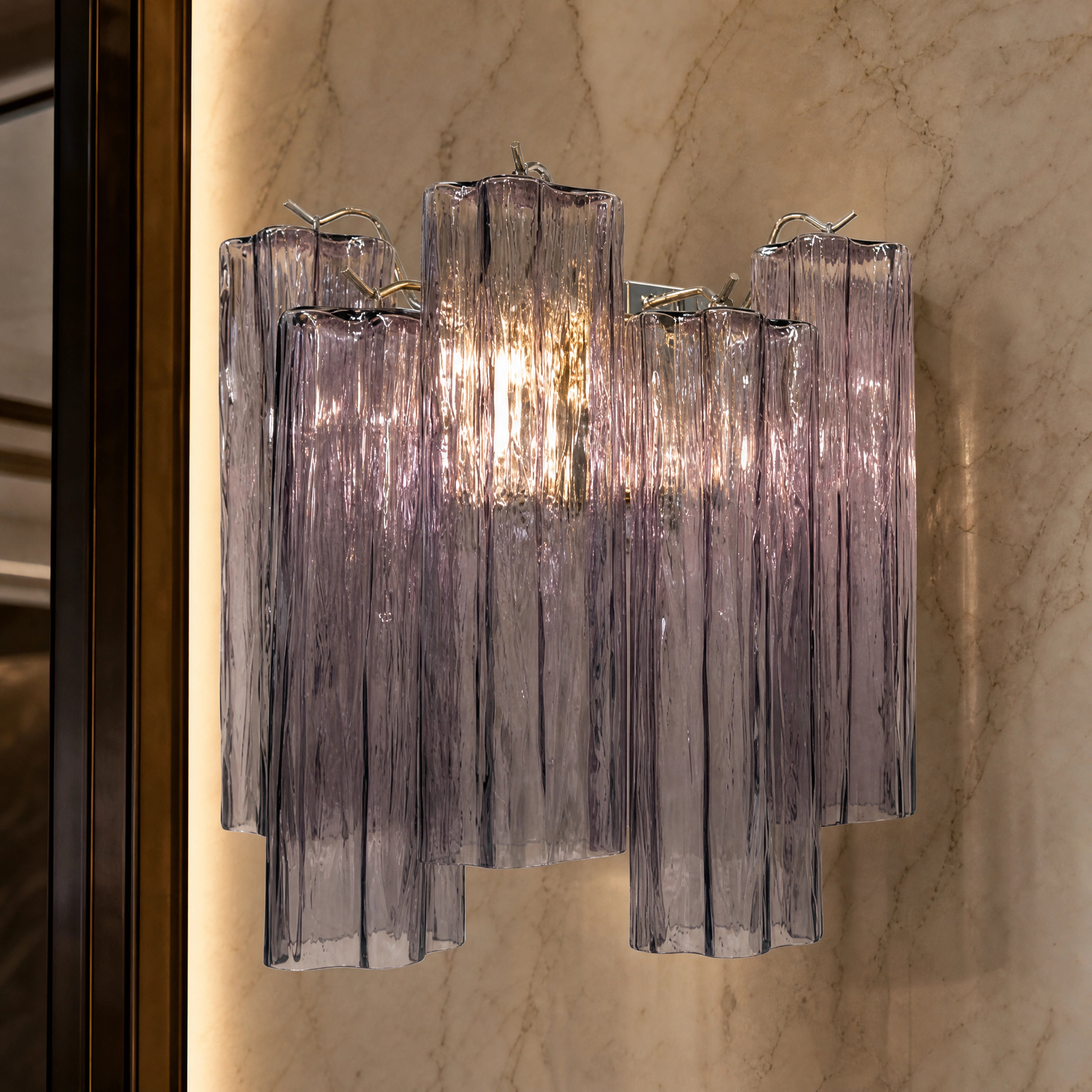 Alassio Tronchi Murano Glass Wall Light close-up luxury lifestyle hero image by VORELLI