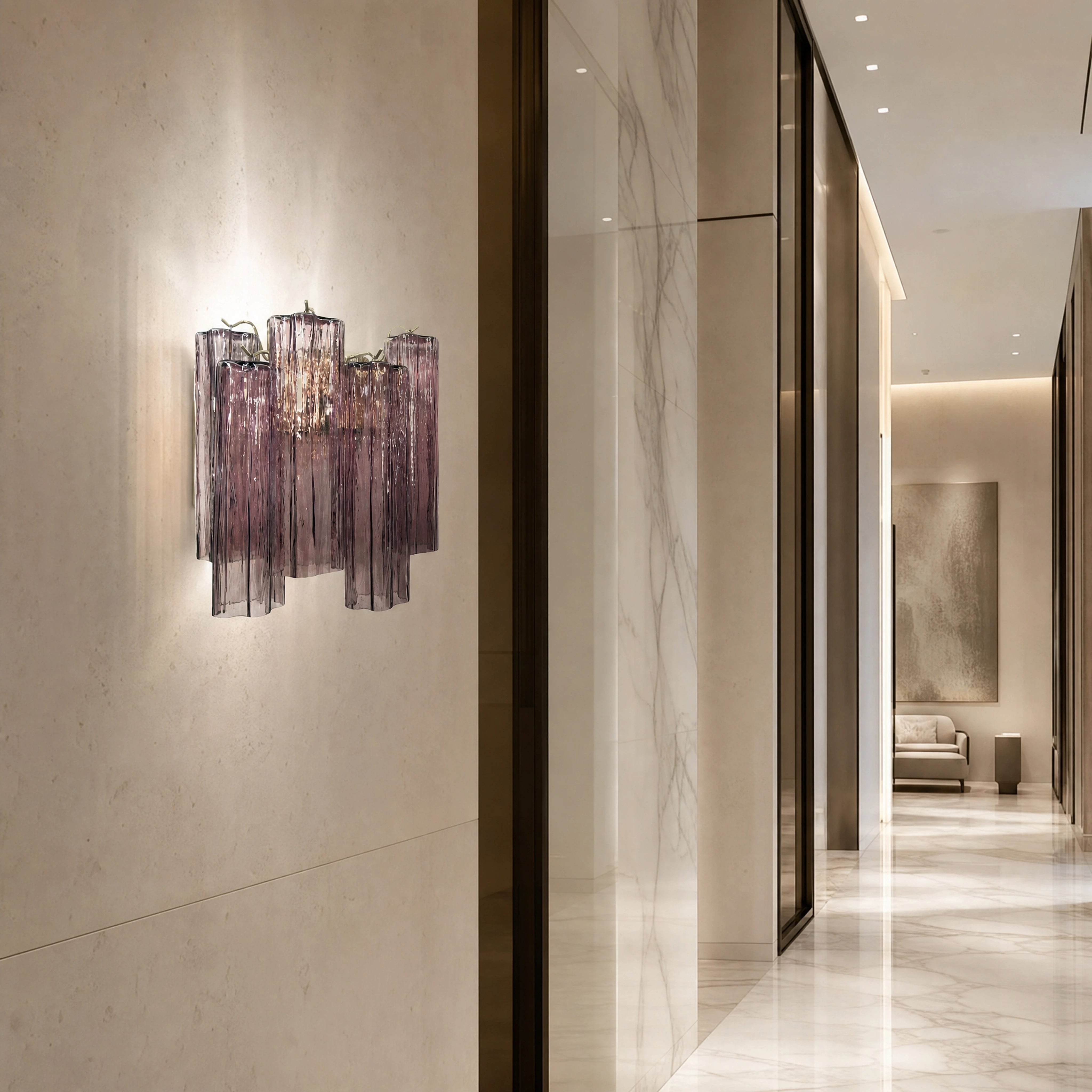Alassio Tronchi Murano Glass Wall Light UHNW private residence luxury lifestyle image by VORELLI