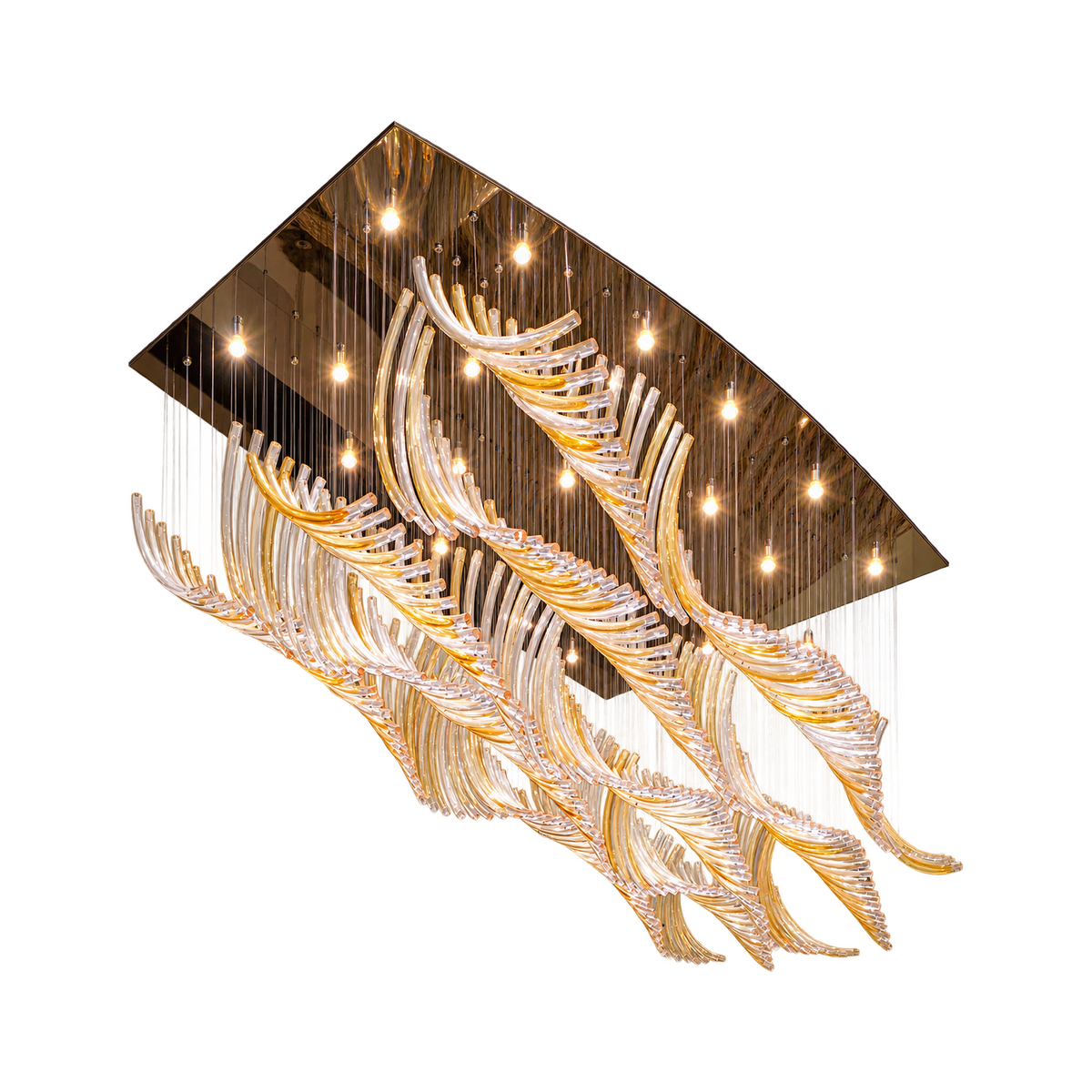 VORELLI® Amber Gradient Bent Glass Tube Project Installation on a pure white background.