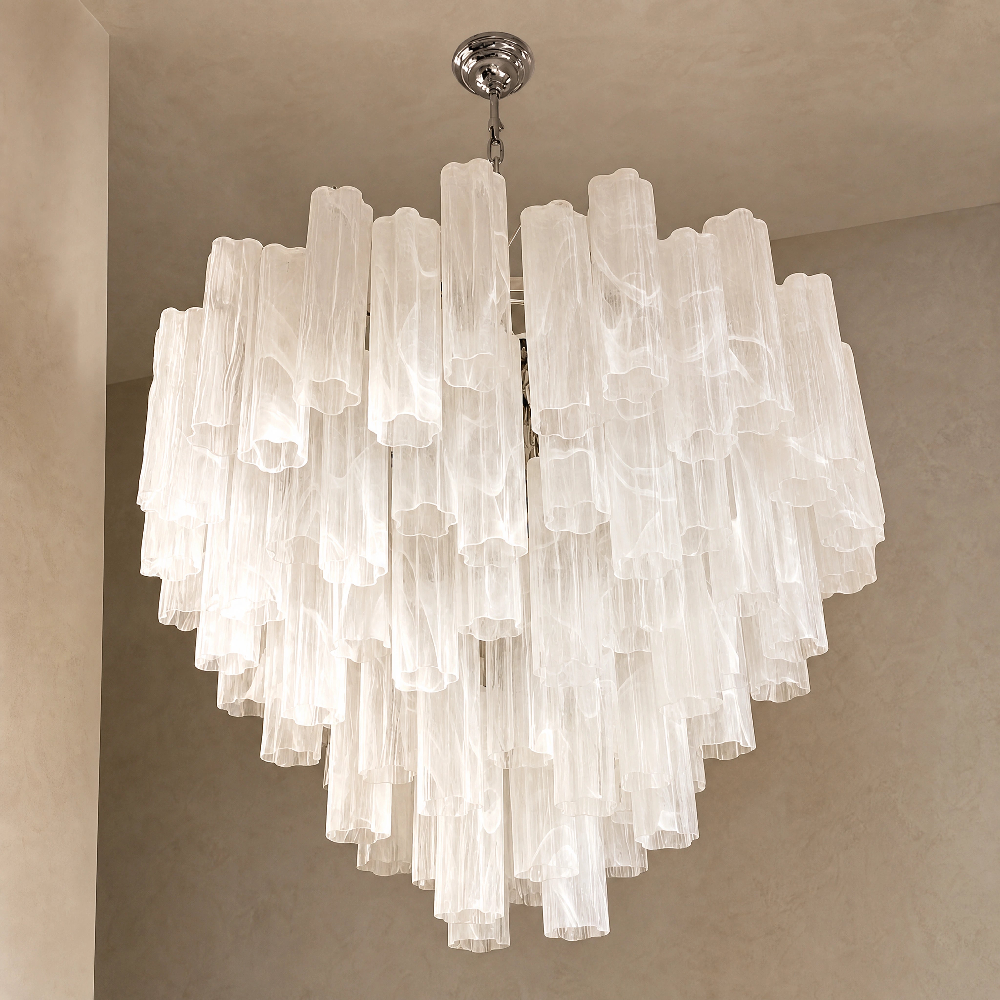 Angelica Tronchi Murano Glass Staircase Chandelier close-up luxury lifestyle hero image by VORELLI