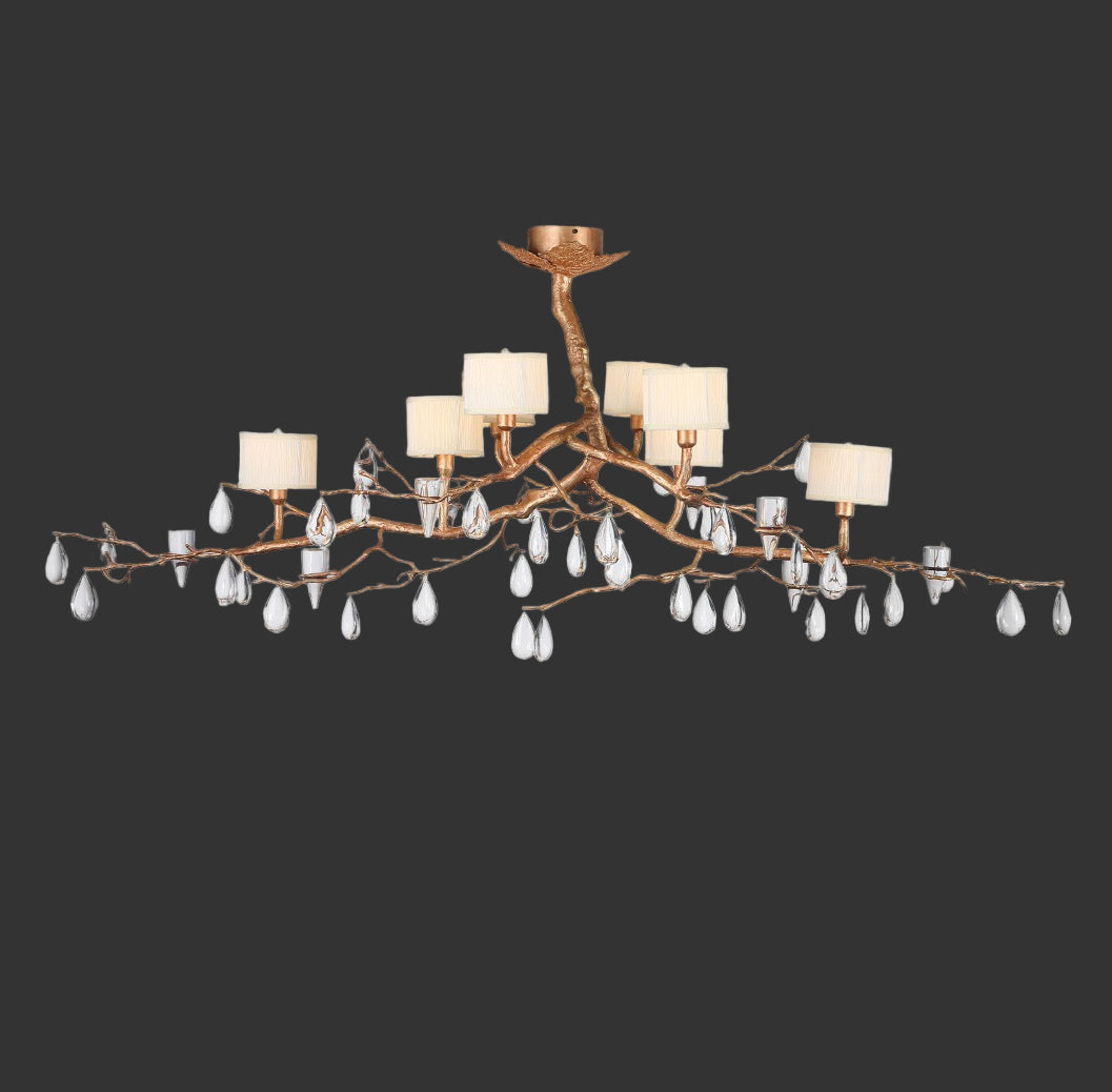 VORELLI® Arboris Rectangular Chandelier with sculptural branch-inspired frame and elegant crystal drops