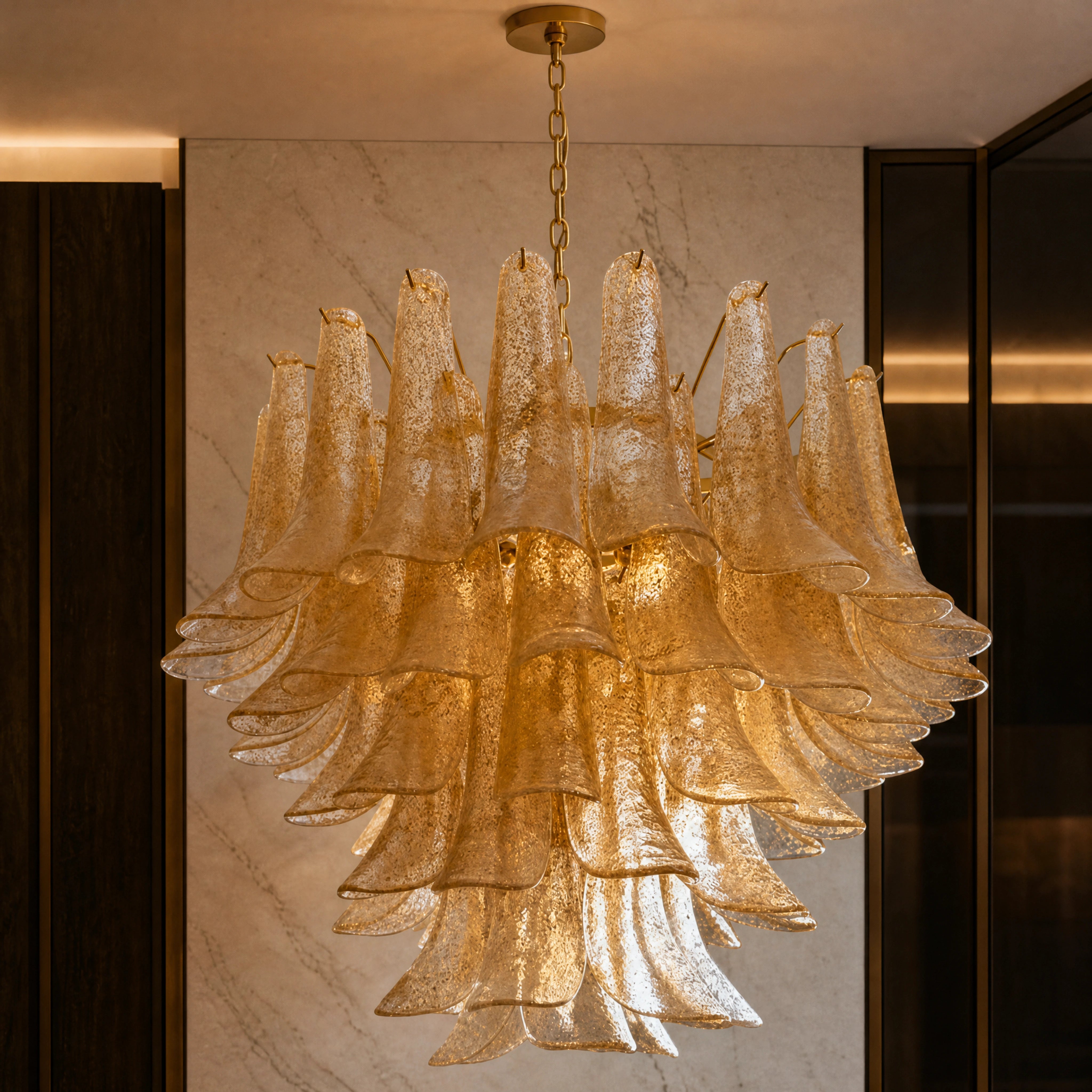 Annetta Selle Murano Glass Circular Chandelier close-up luxury lifestyle hero image by VORELLI