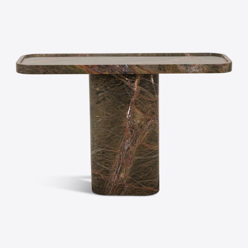 Argentino Forest Green Marble Console Table console table view 3