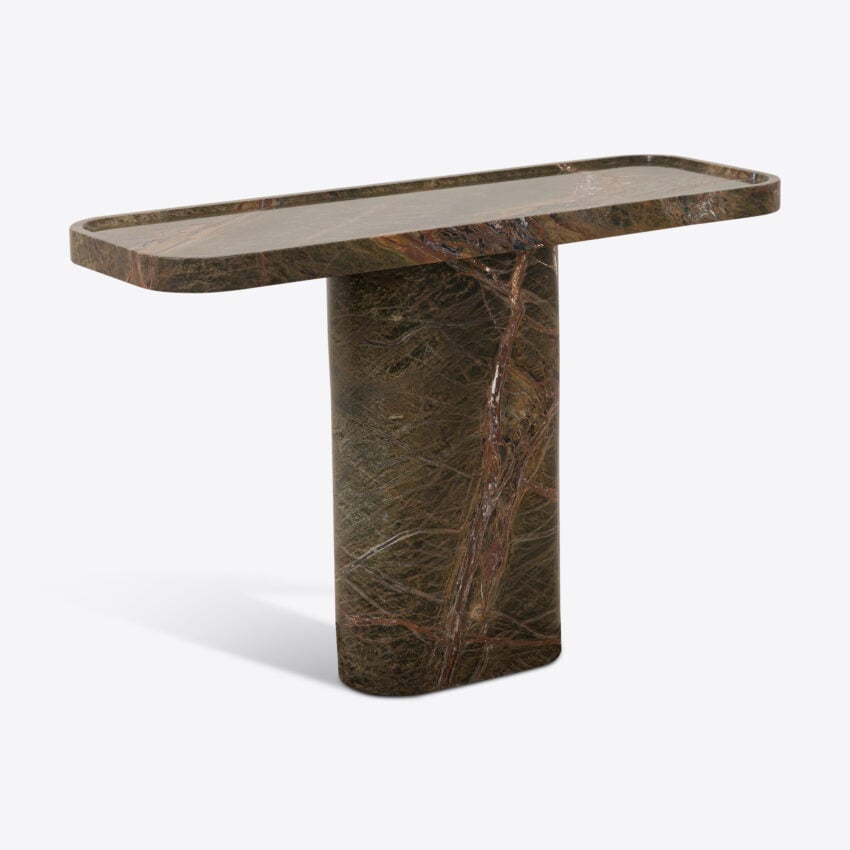Argentino Forest Green Marble Console Table console table view 5
