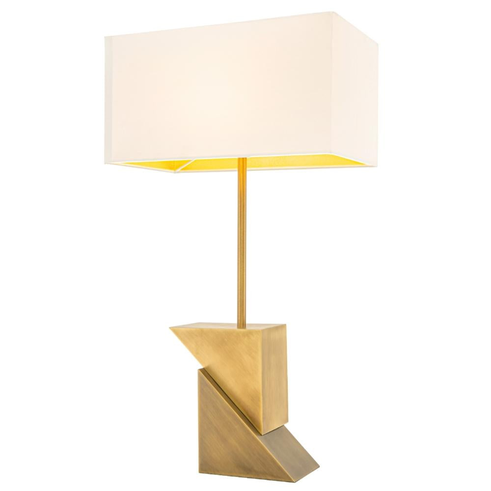 VORELLI® Arvanta brass statement table lamp with off-white shade