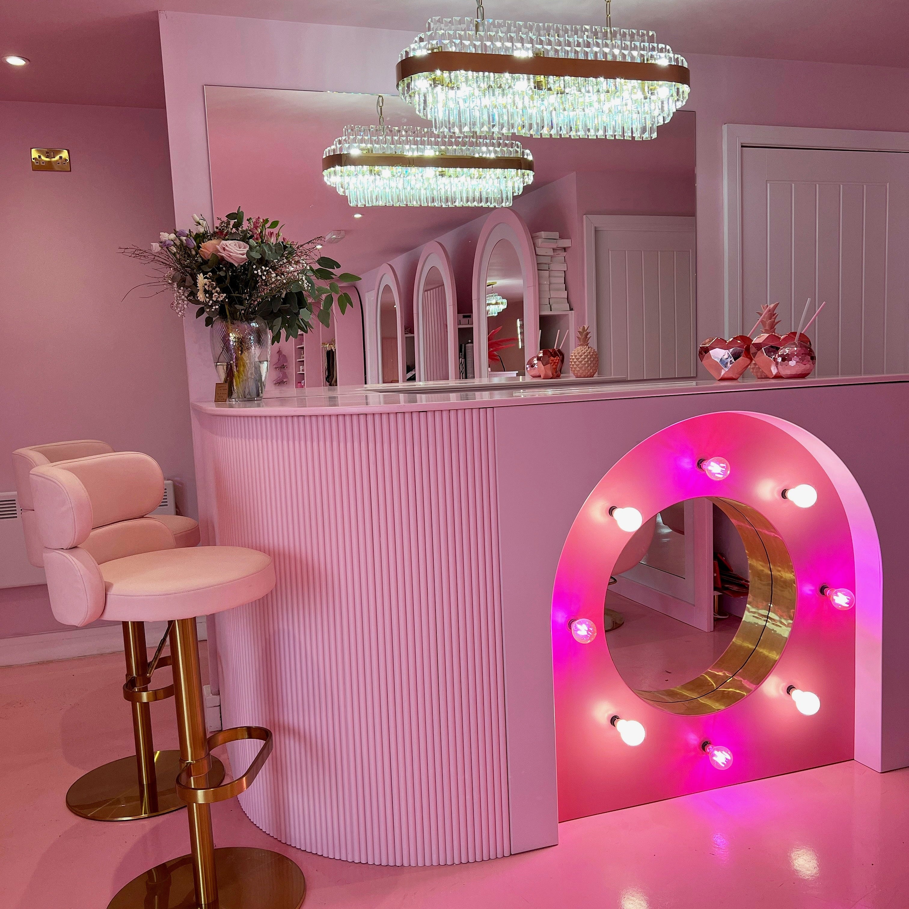 vorelli-belair-rectangular-chandelier-salon-installation