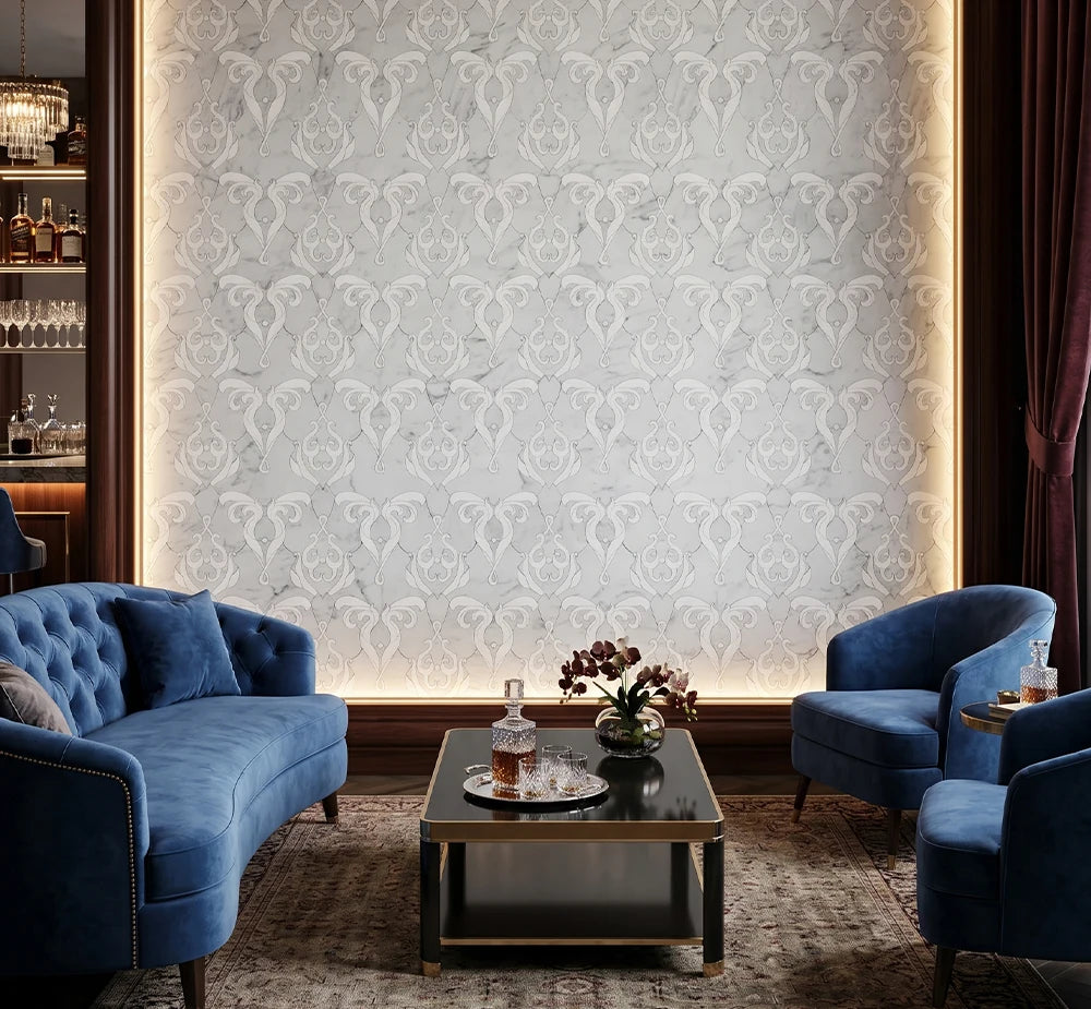 Bianco Carrara Waterjet Marble Mosaic Tile by VORELLI®