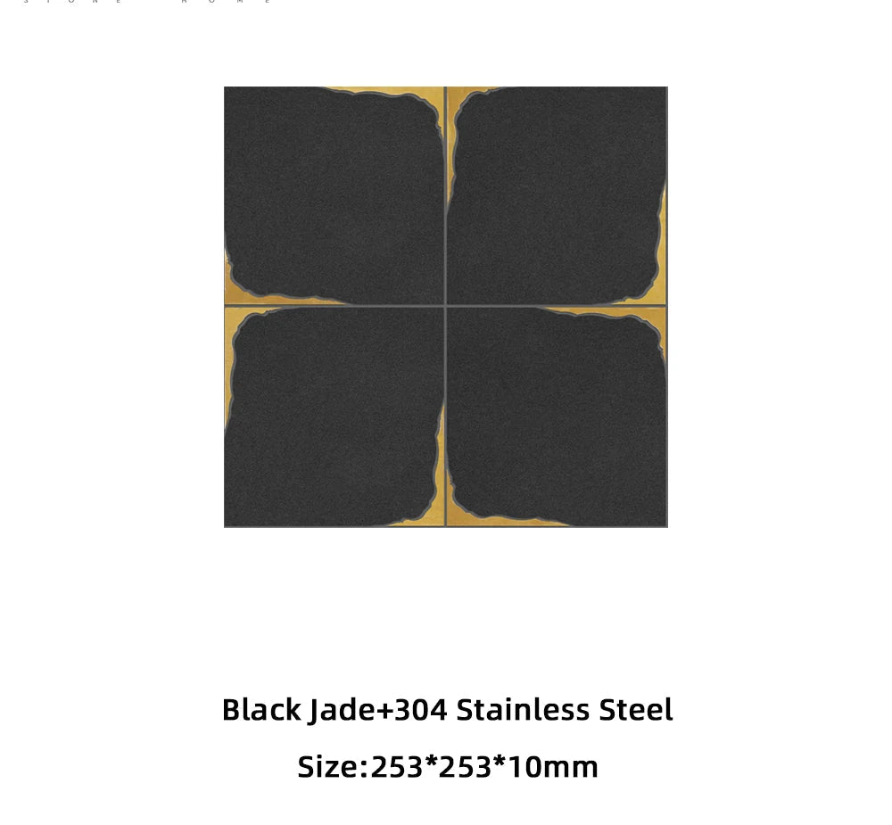 Black Jade 304 Stainless Steel Waterjet Marble Mosaic Tile pattern close-up by VORELLI®
