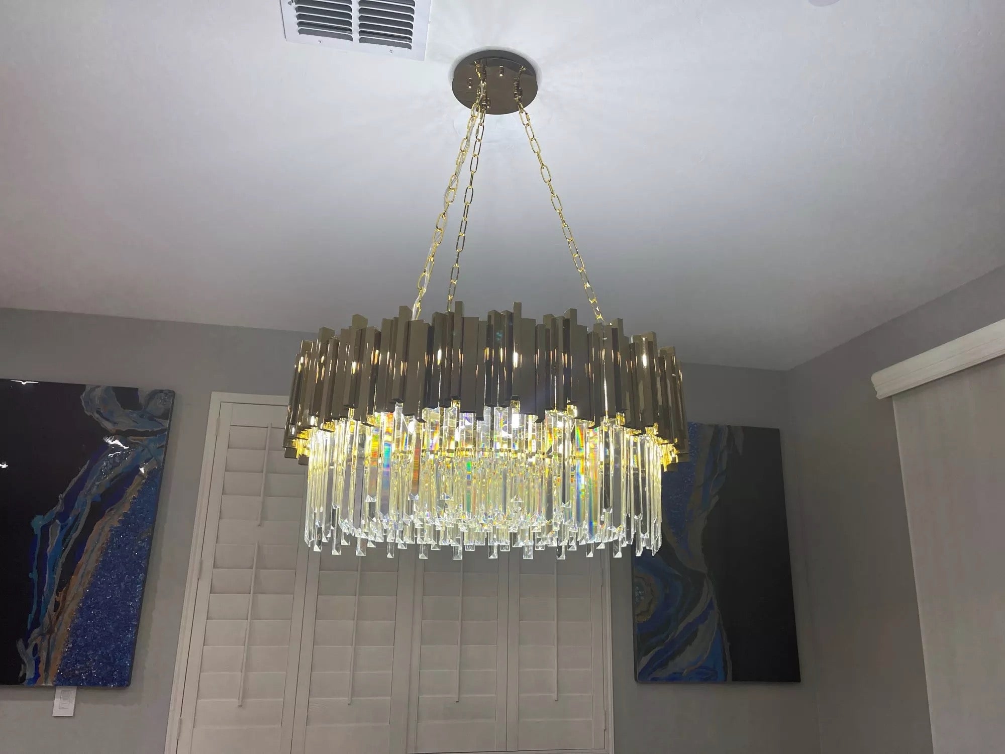 VORELLI® Boeotia Circular Chandelier ceiling mount and hanging design detail