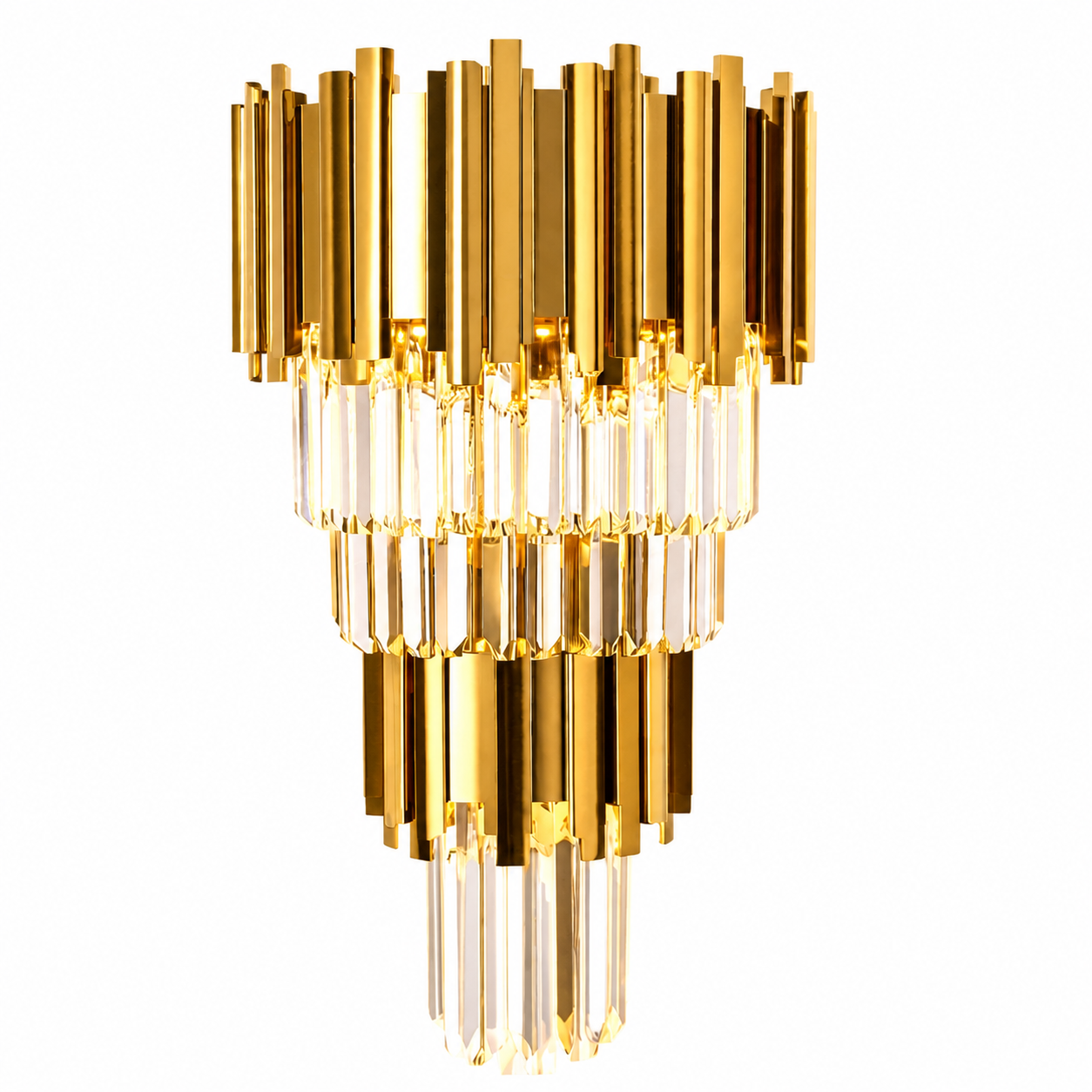 VORELLI® Boeotia double wall light with crystal and gold tiered design for luxury living rooms, hallways and hospitality interiors