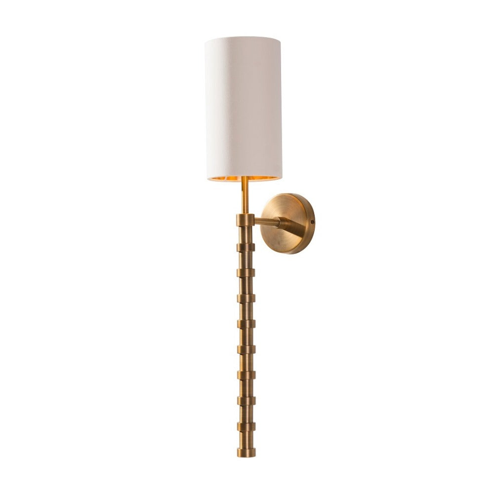 VORELLI® Calvane antique brass wall light with fabric shade
