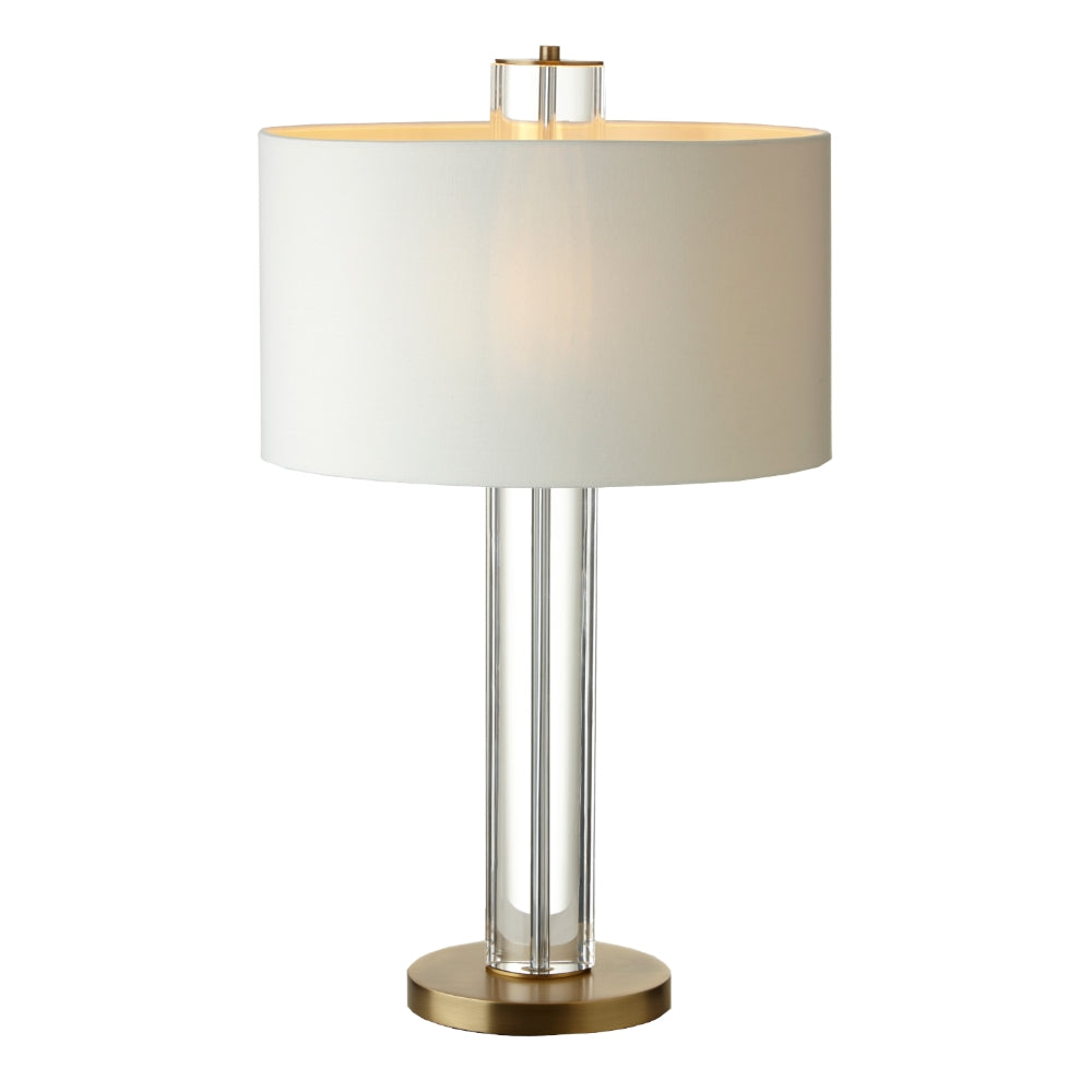 VORELLI® Calviro brass and crystal table lamp with opal shade