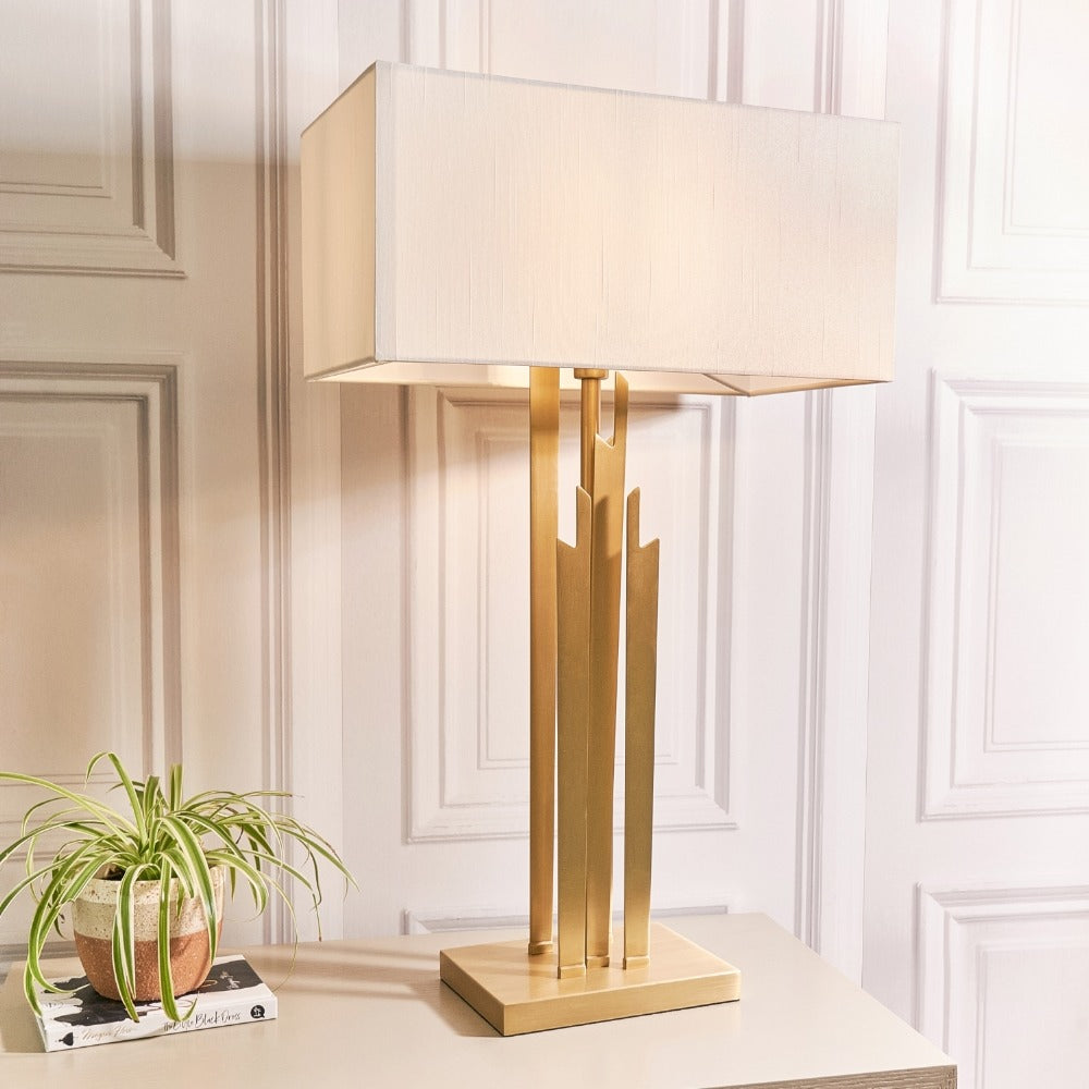 Carevo Antique Brass Skyscraper Table Lamp by VORELLI, table lamp product image for bedrooms, consoles and hotel suites